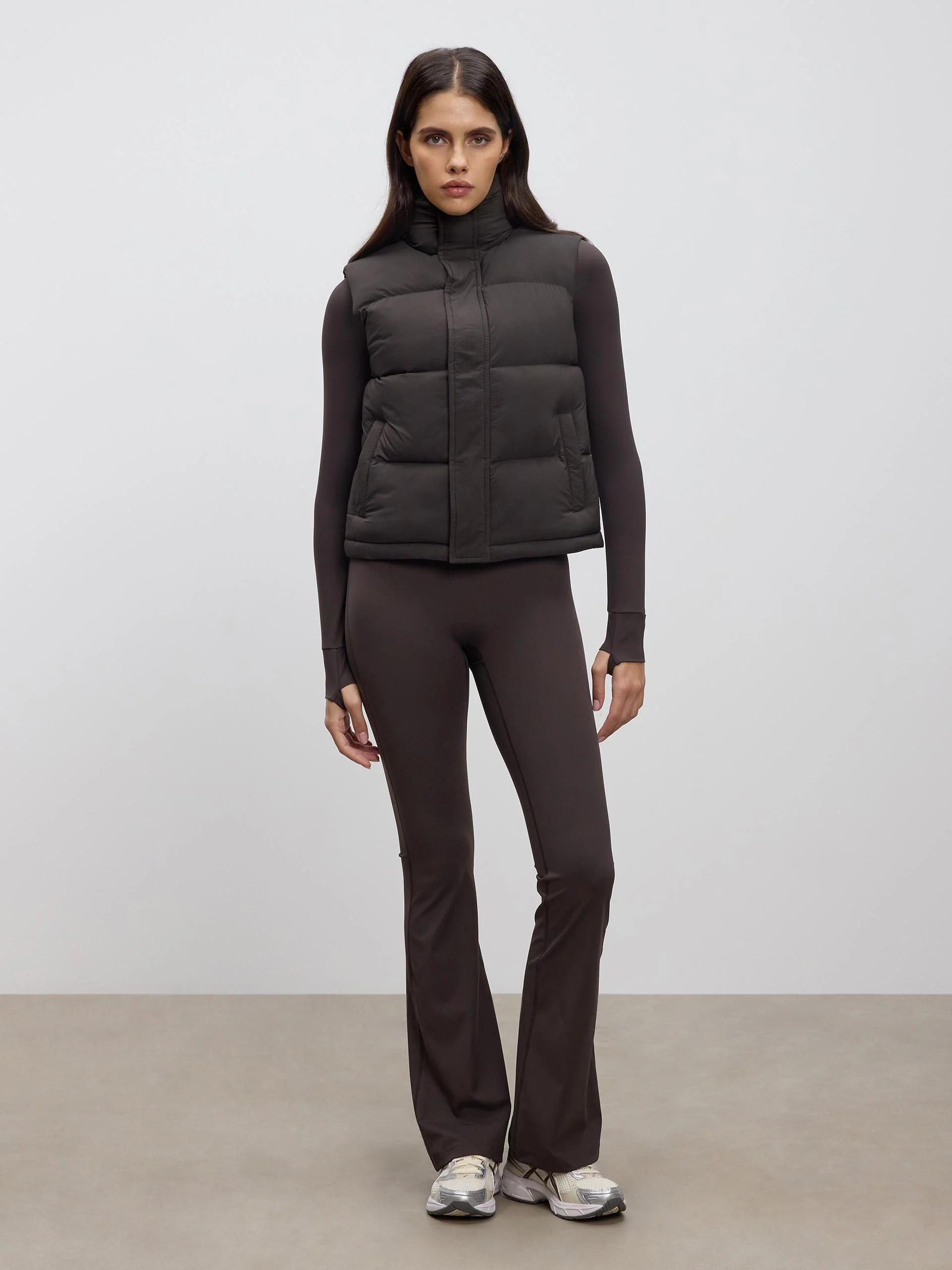 Womens Puffer Gilet in Brown - Image 6