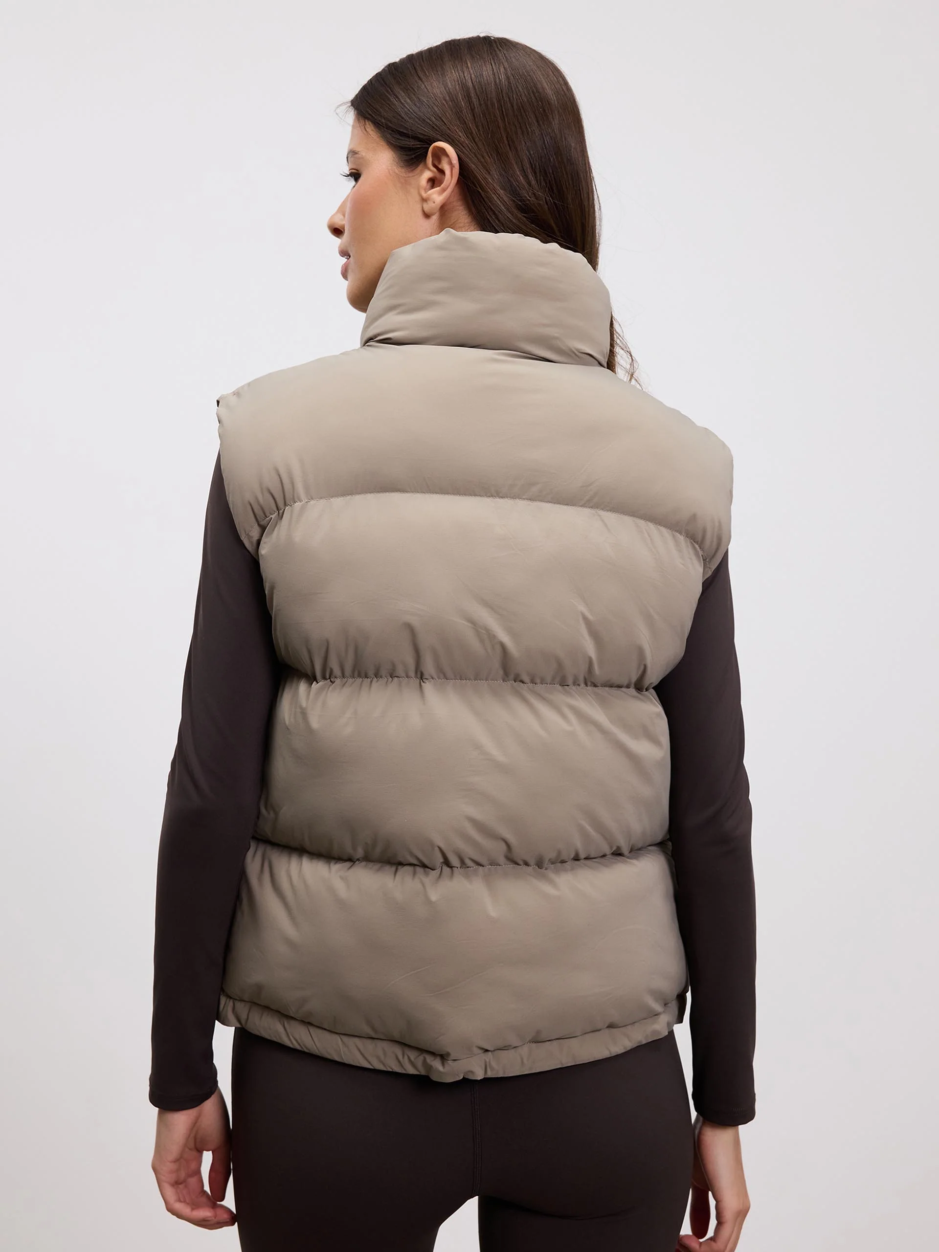 Womens Puffer Gilet in Stone - Image 4