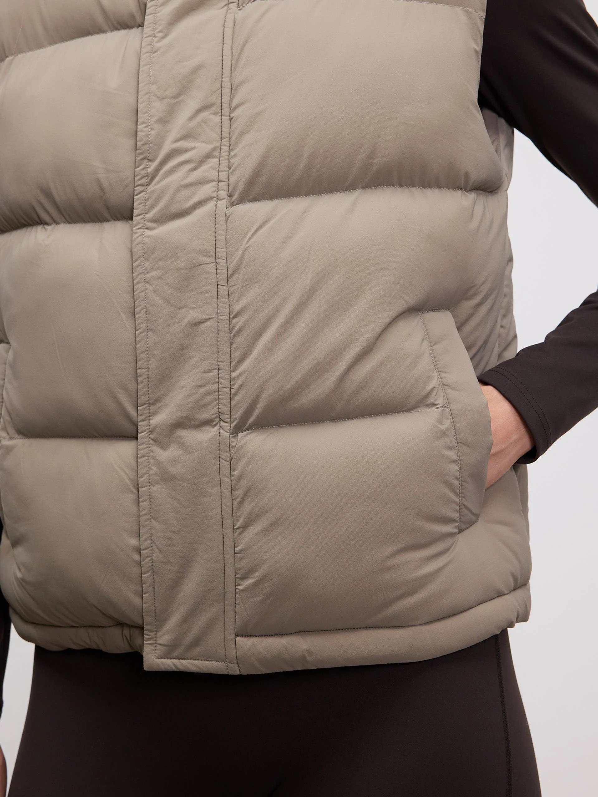 Womens Puffer Gilet in Stone - Image 6