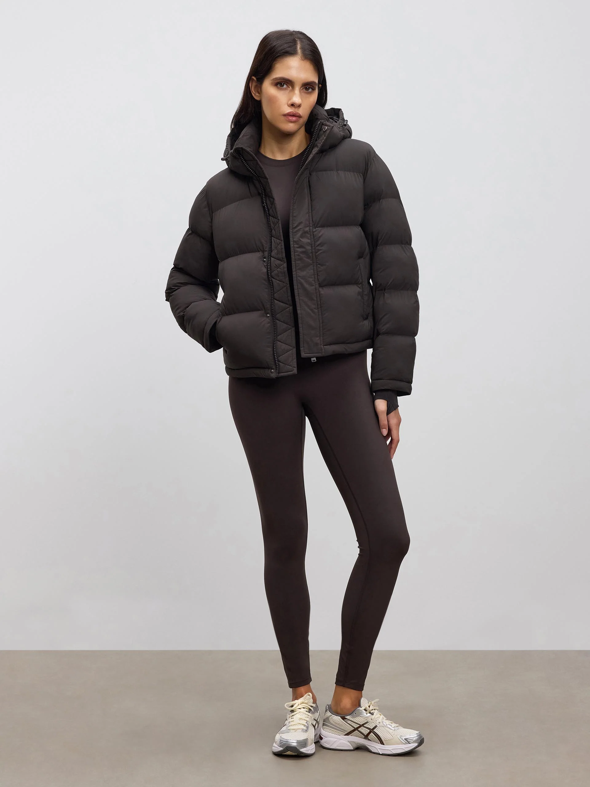 Womens Puffer Jacket in Brown - Image 2