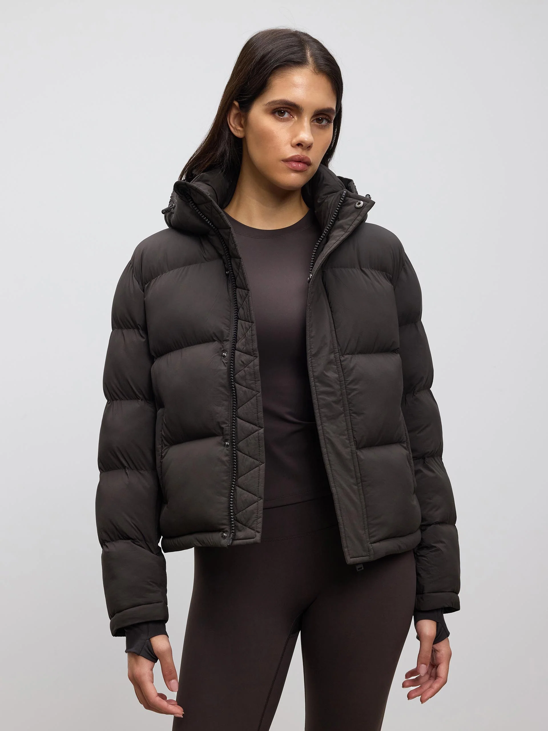 Womens Puffer Jacket in Brown - Image 6