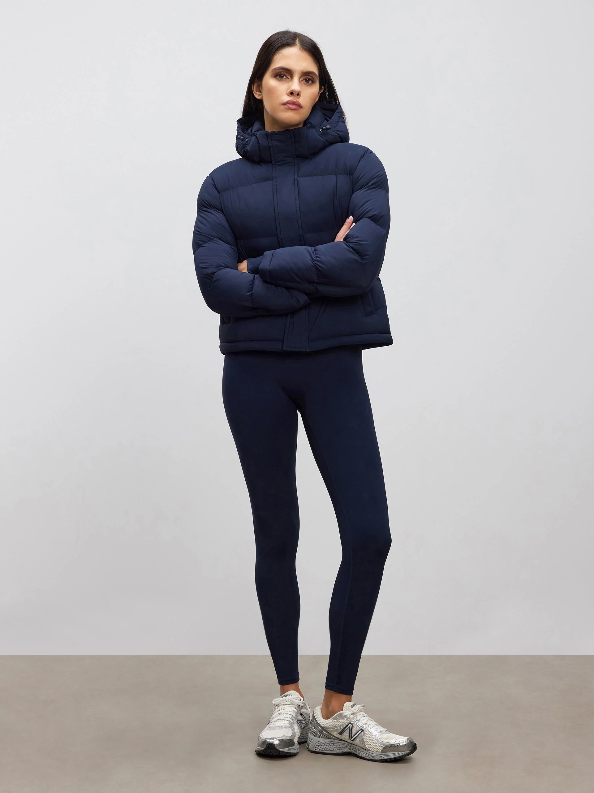 Womens Puffer Jacket in Navy - Image 10