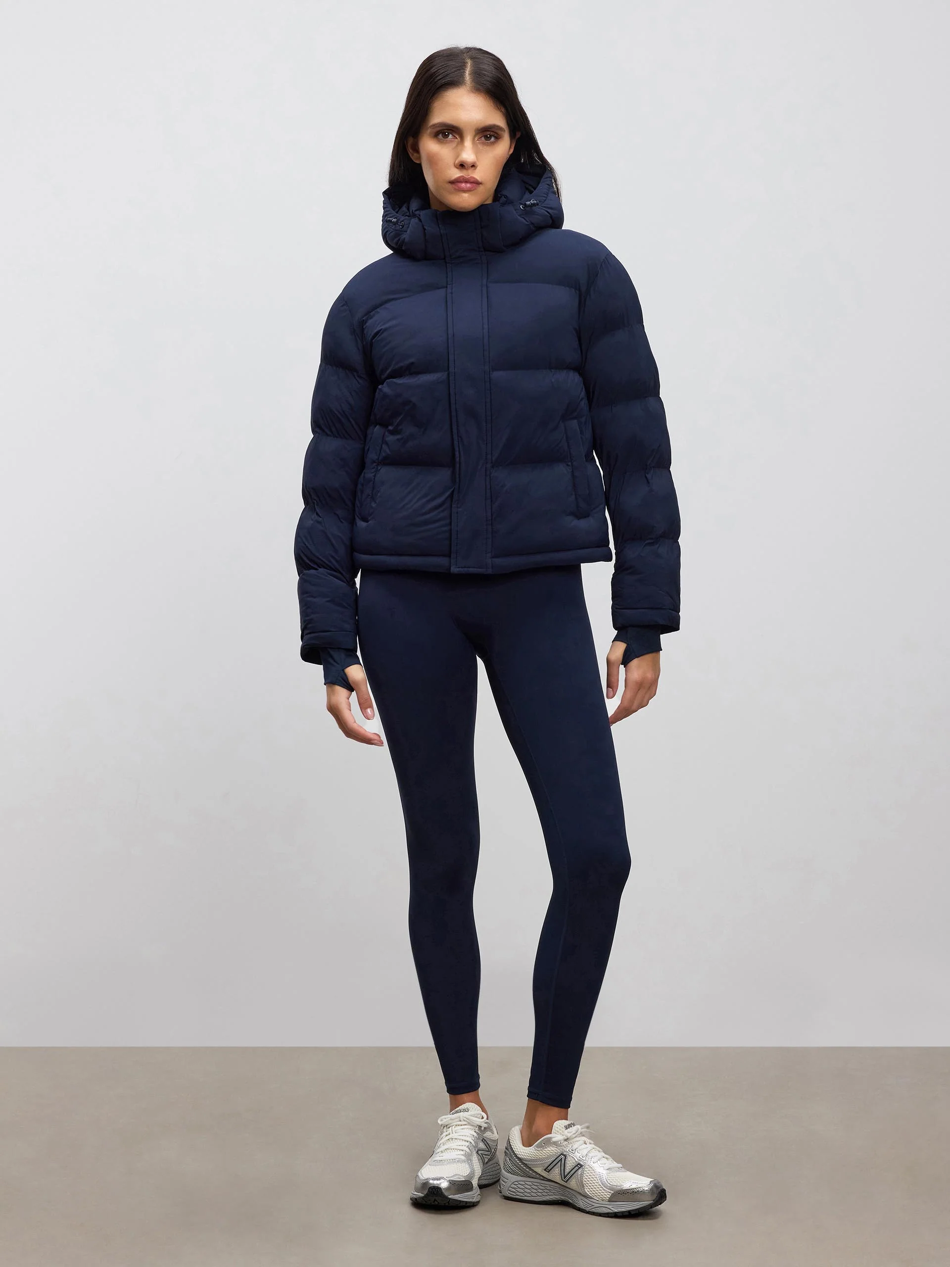 Womens Puffer Jacket in Navy - Image 3