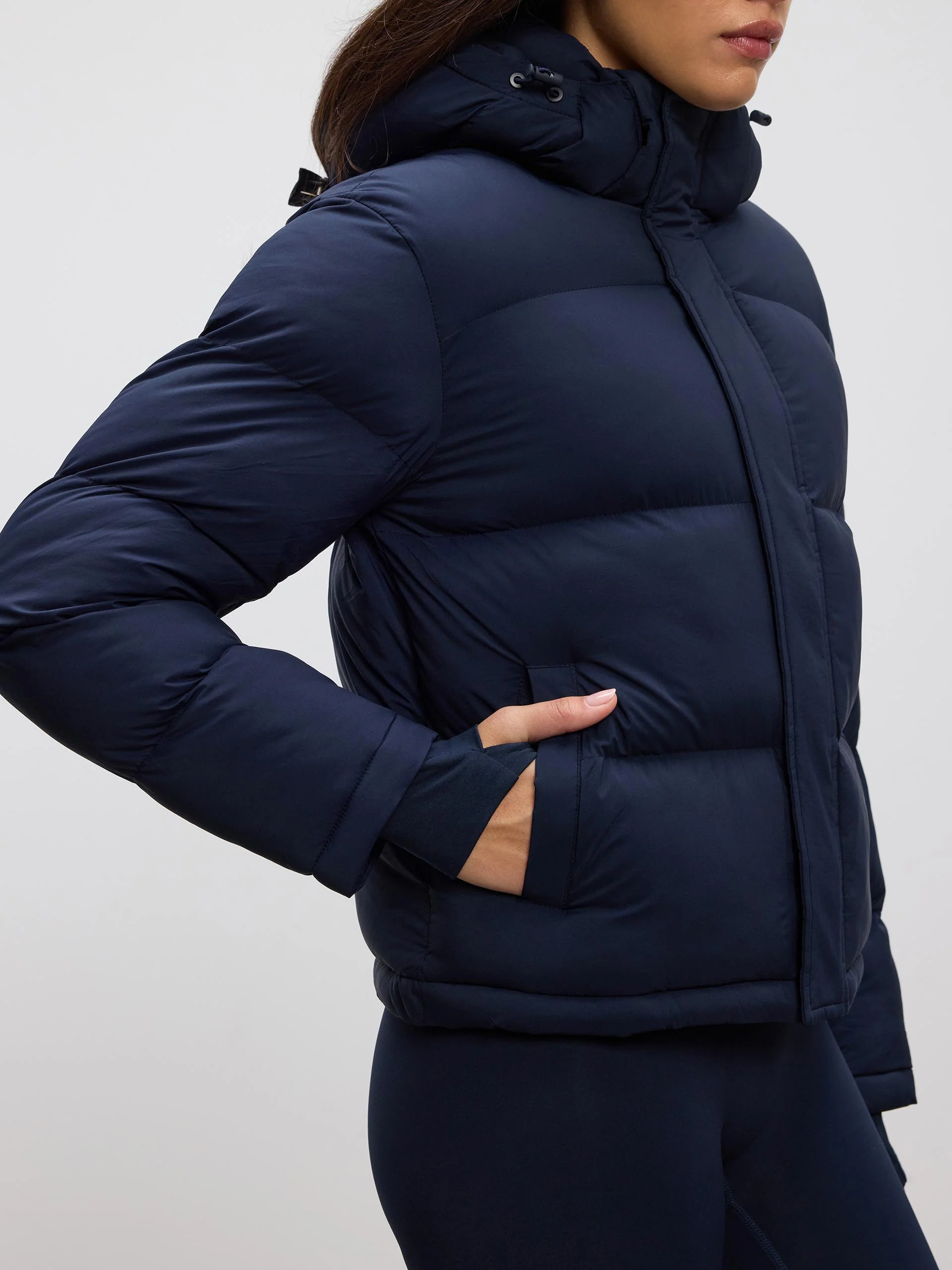 Womens Puffer Jacket in Navy - Image 5