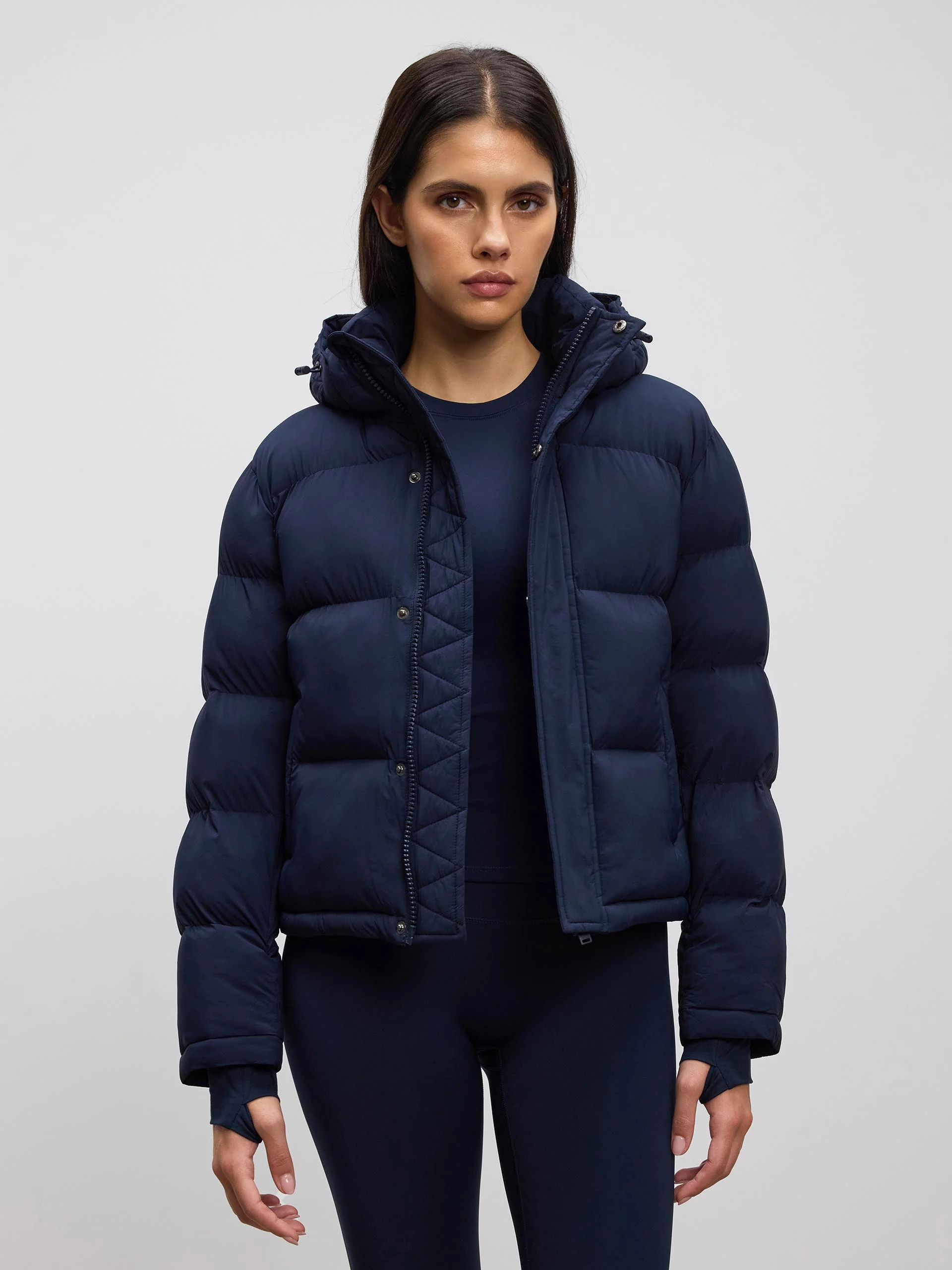 Womens Puffer Jacket in Navy - Image 8