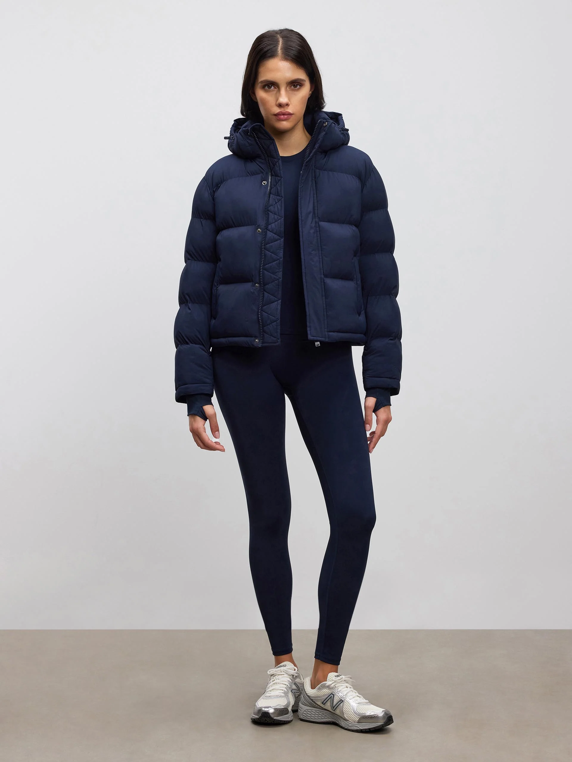 Womens Puffer Jacket in Navy - Image 9