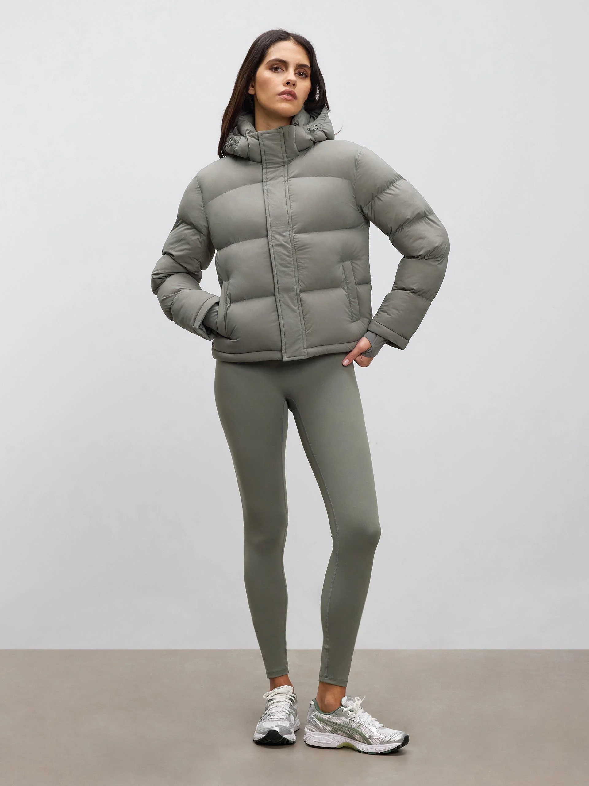 Womens Puffer Jacket in Sage - Image 2