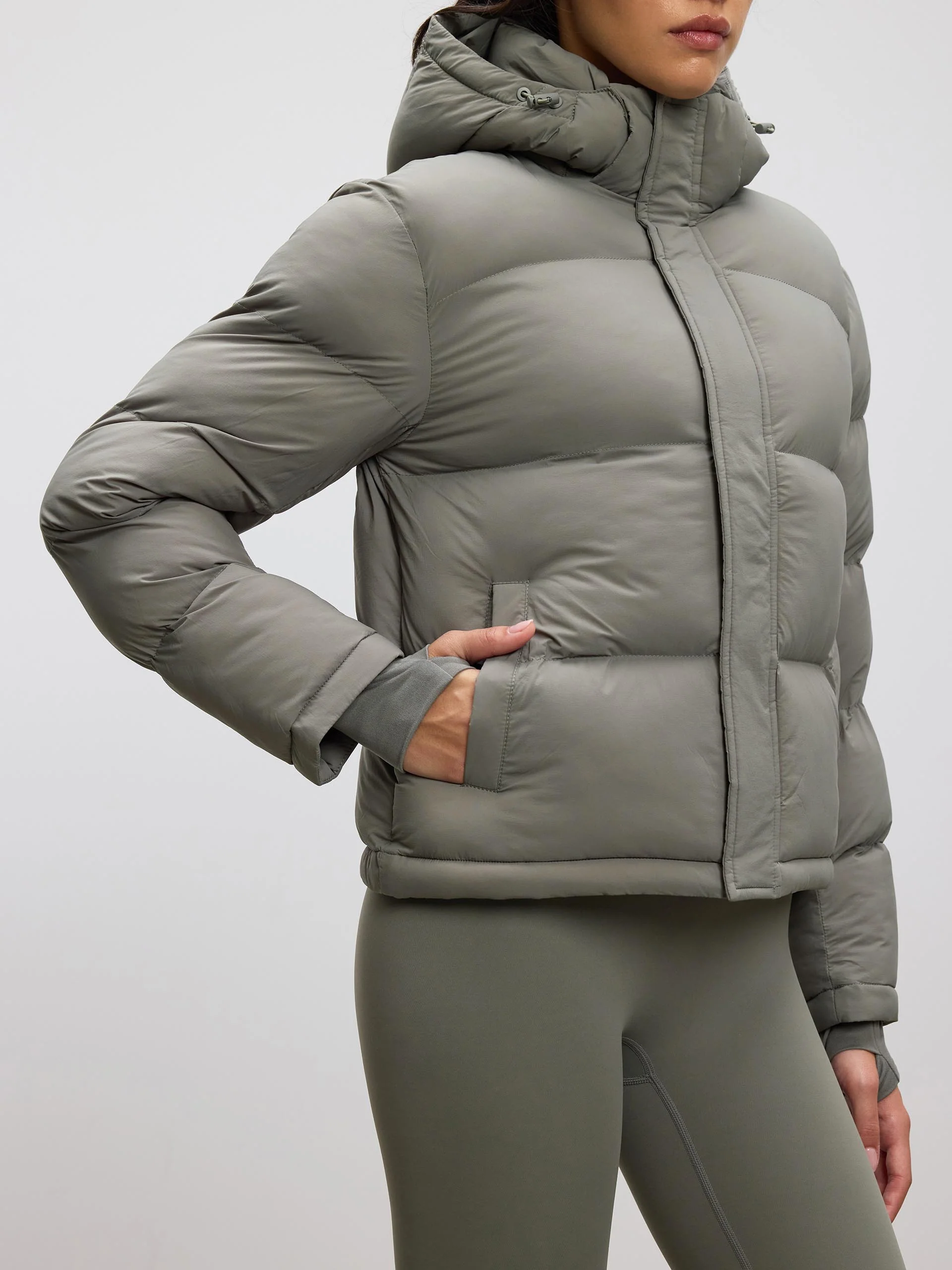 Womens Puffer Jacket in Sage - Image 5