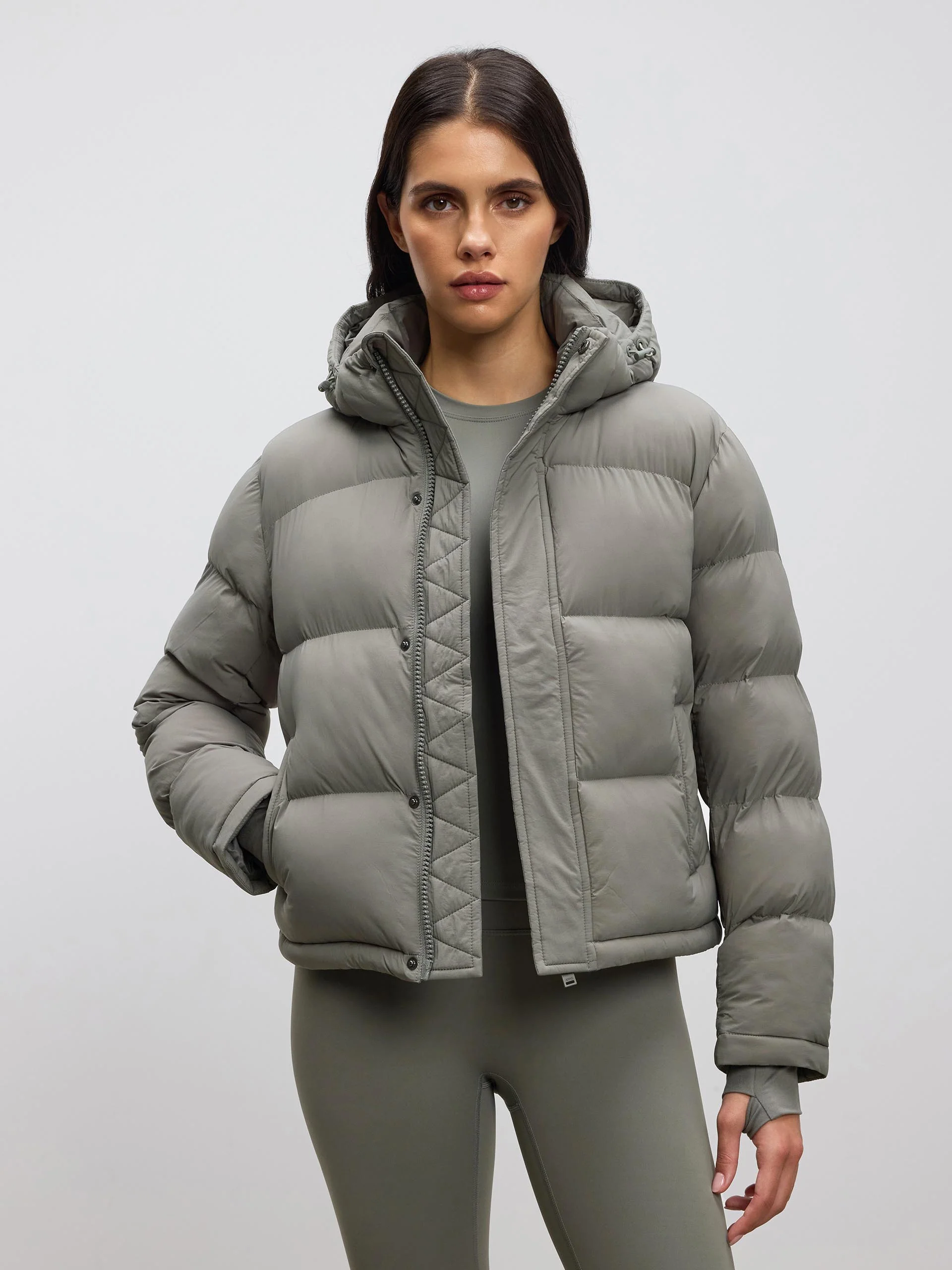Womens Puffer Jacket in Sage - Image 7