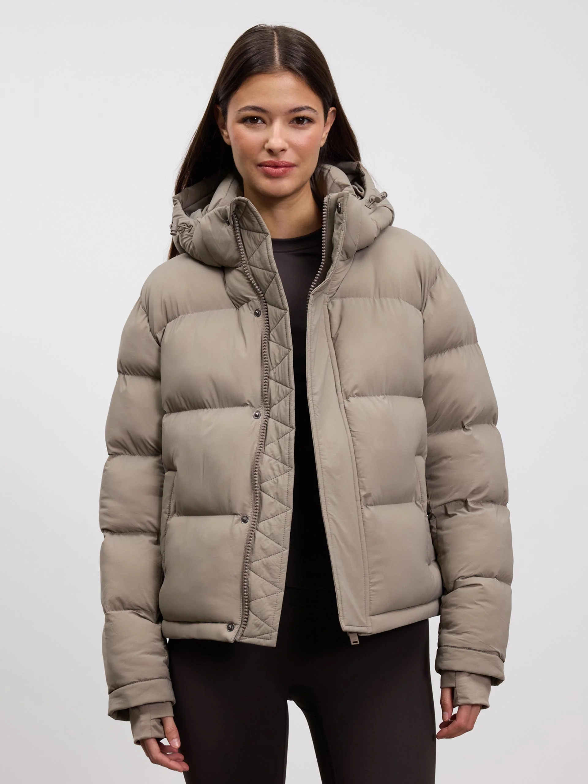 Womens Puffer Jacket in Stone - Image 4