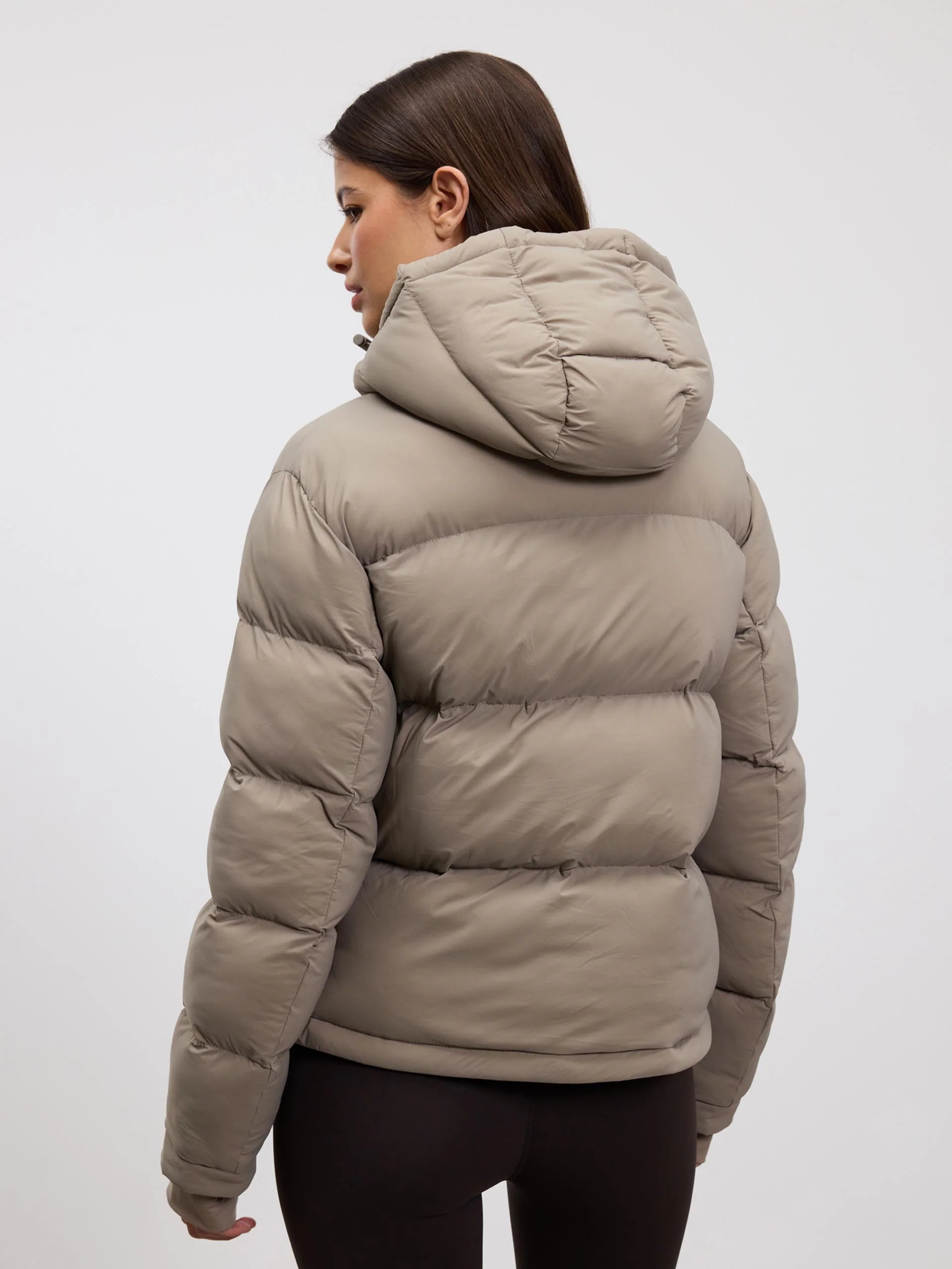 Womens Puffer Jacket in Stone - Image 5