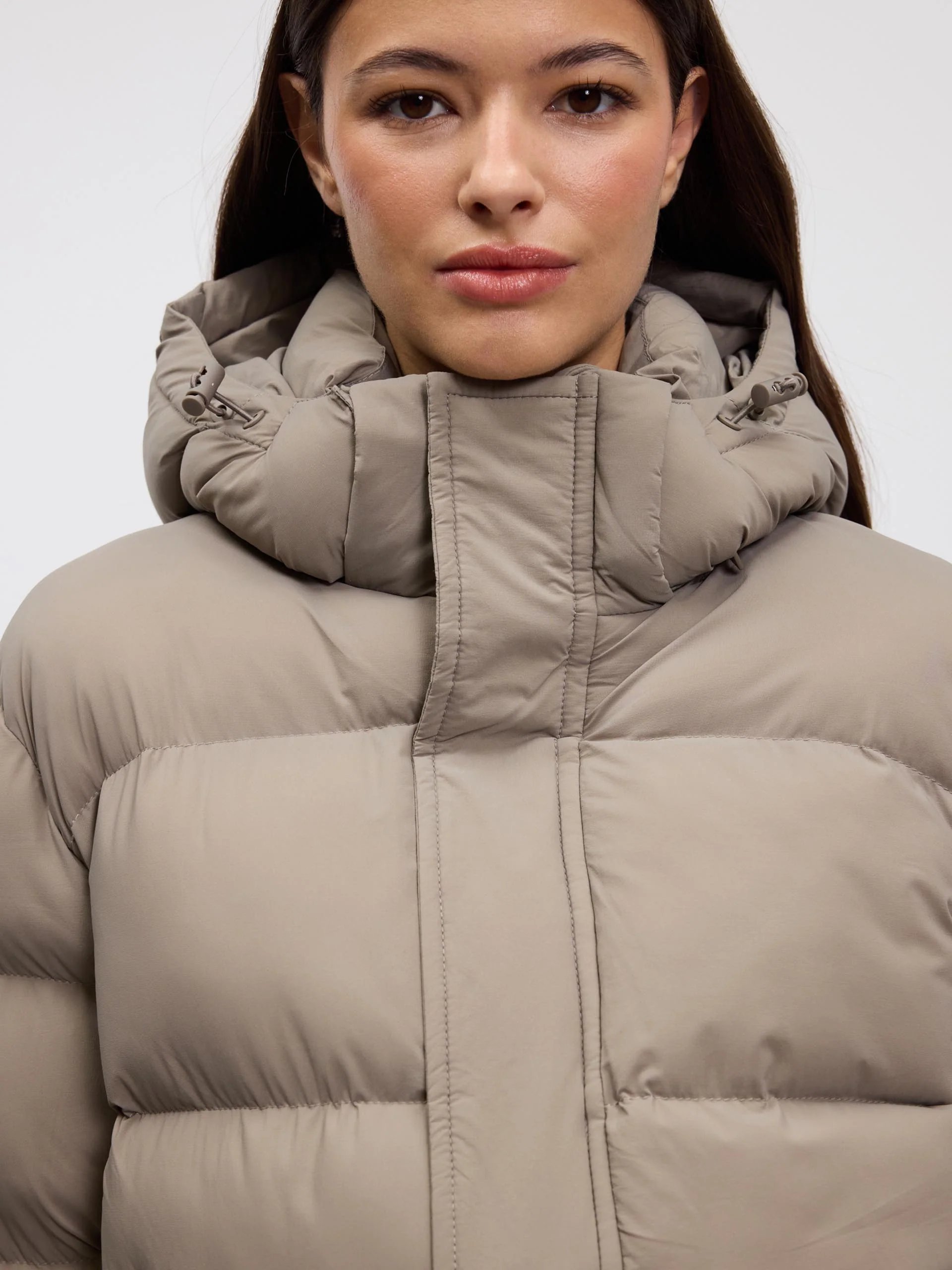 Womens Puffer Jacket in Stone - Image 7