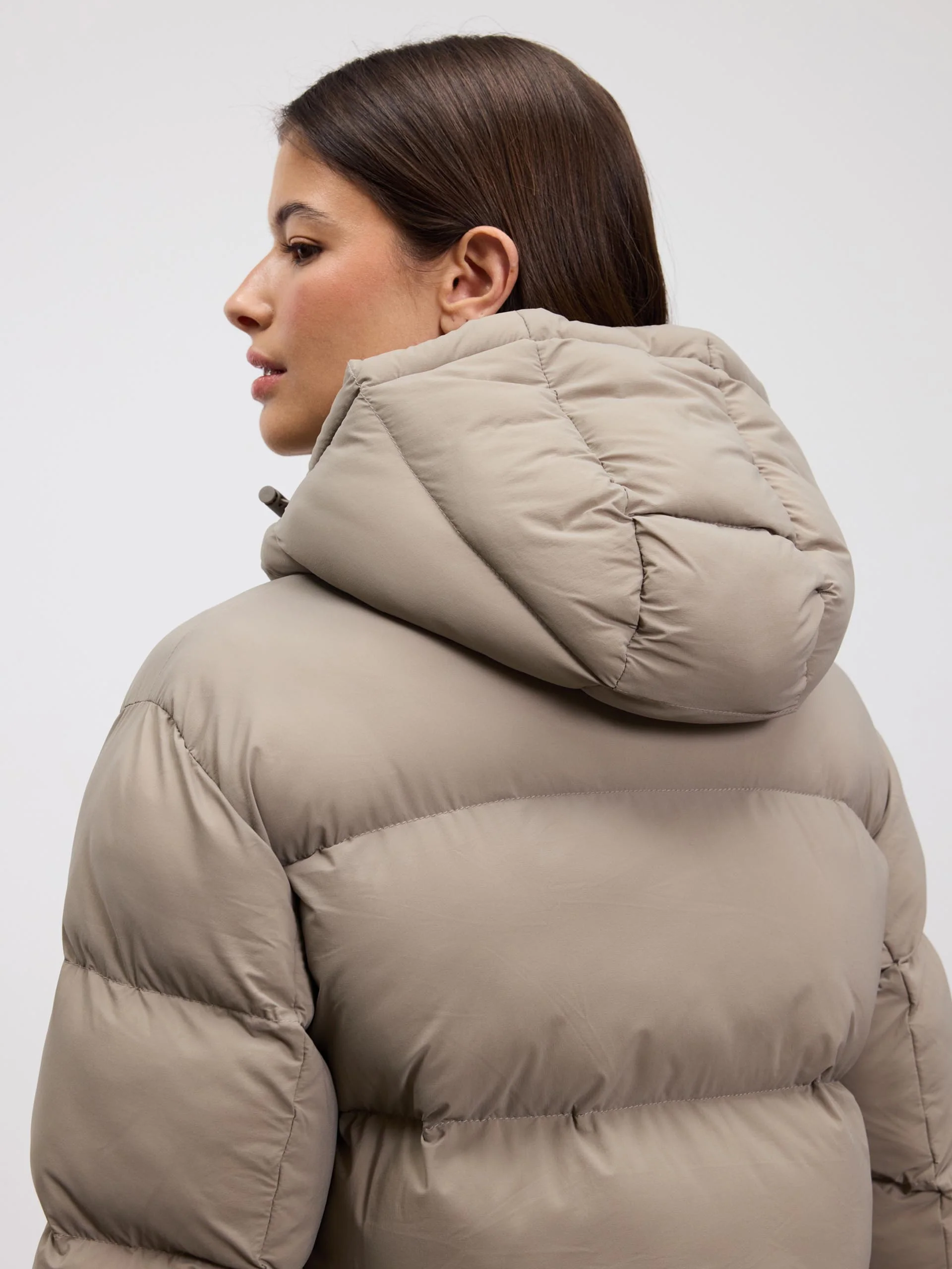 Womens Puffer Jacket in Stone - Image 8