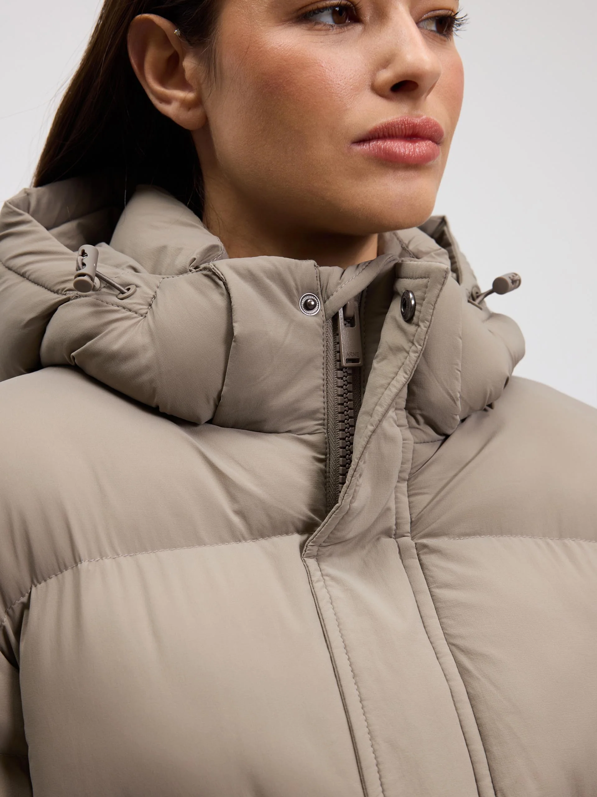 Womens Puffer Jacket in Stone - Image 9