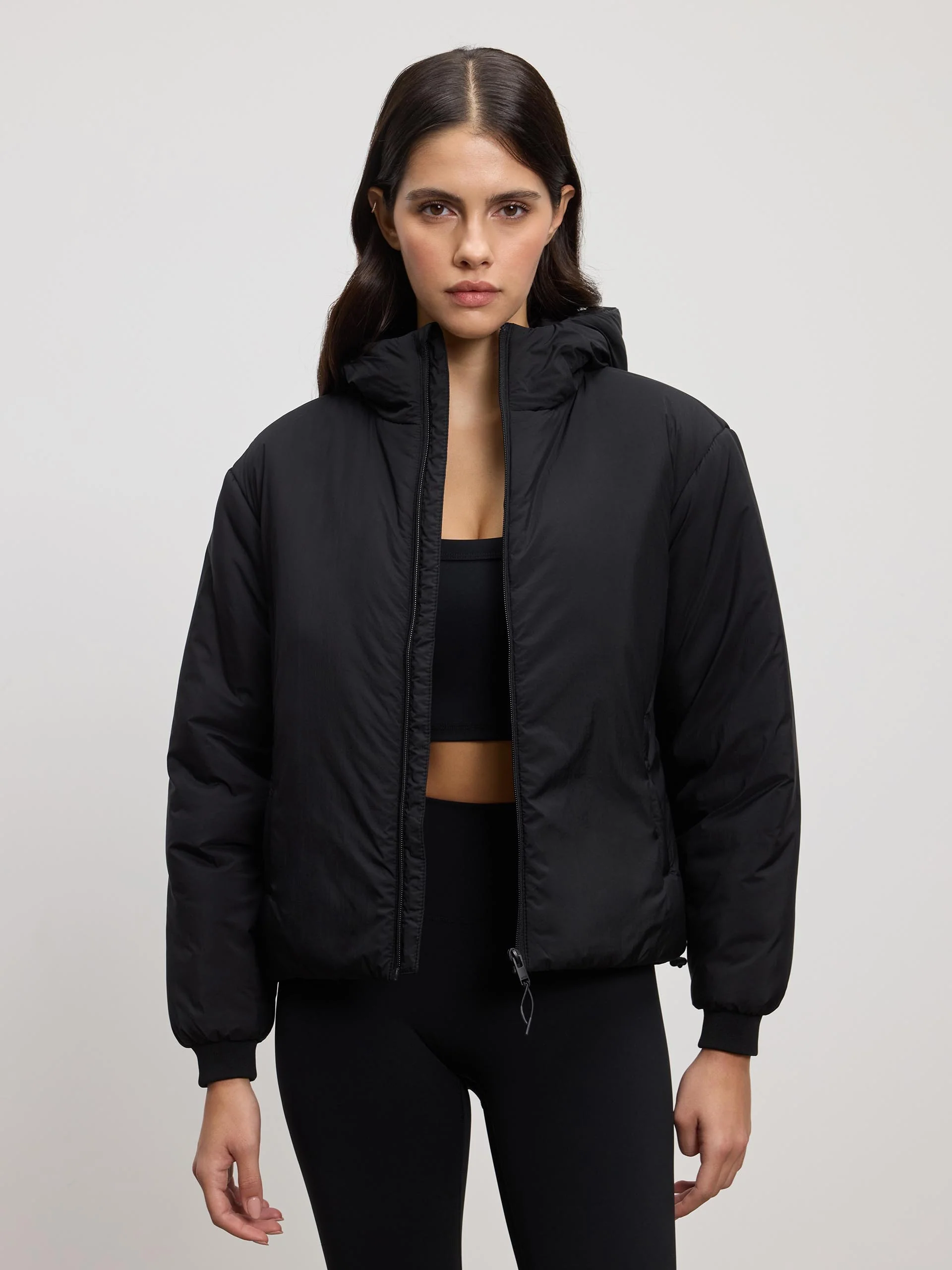 Womens Puffer Windbreaker in Black - Image 6