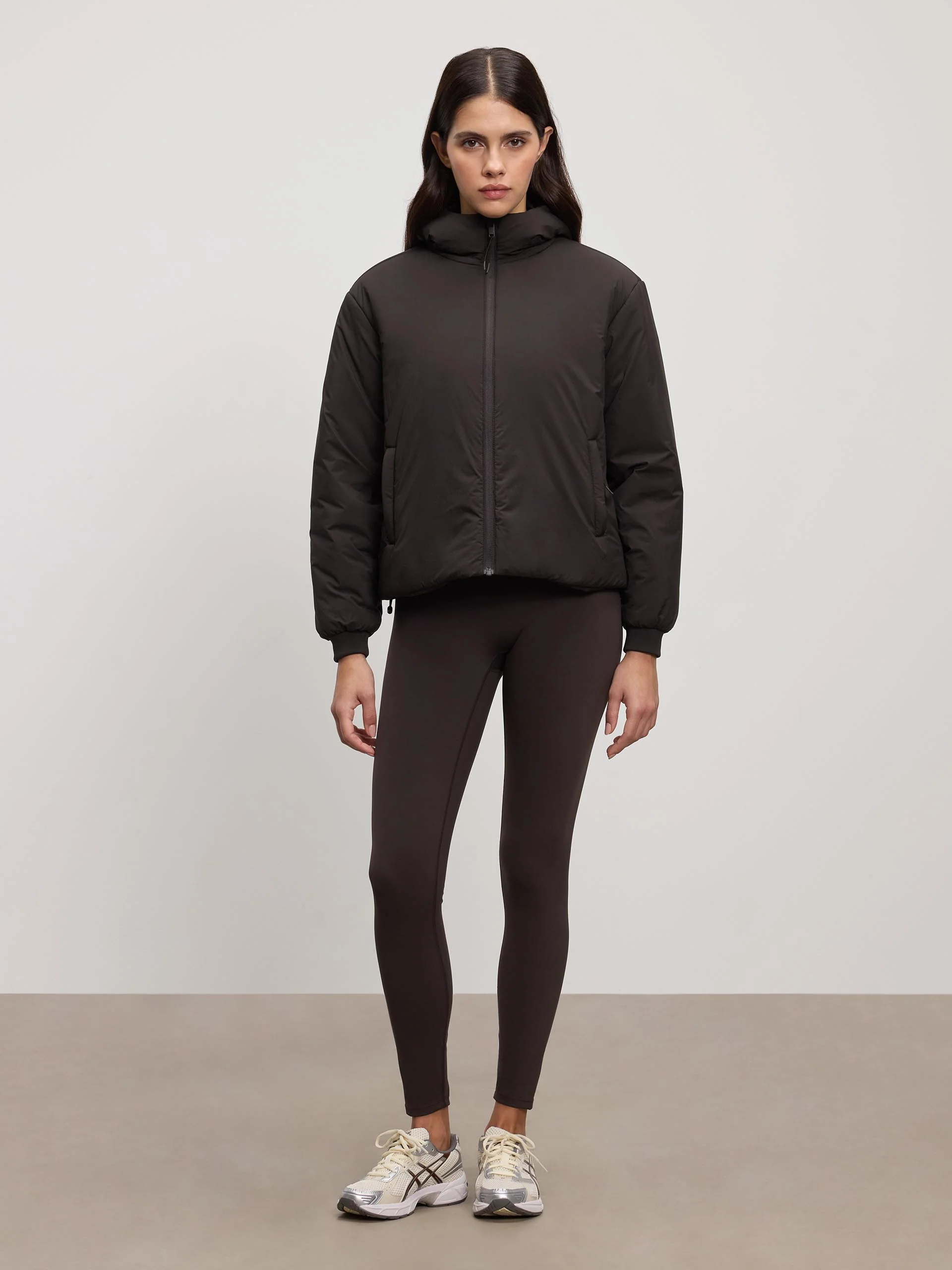 Womens Puffer Windbreaker in Brown - Image 2
