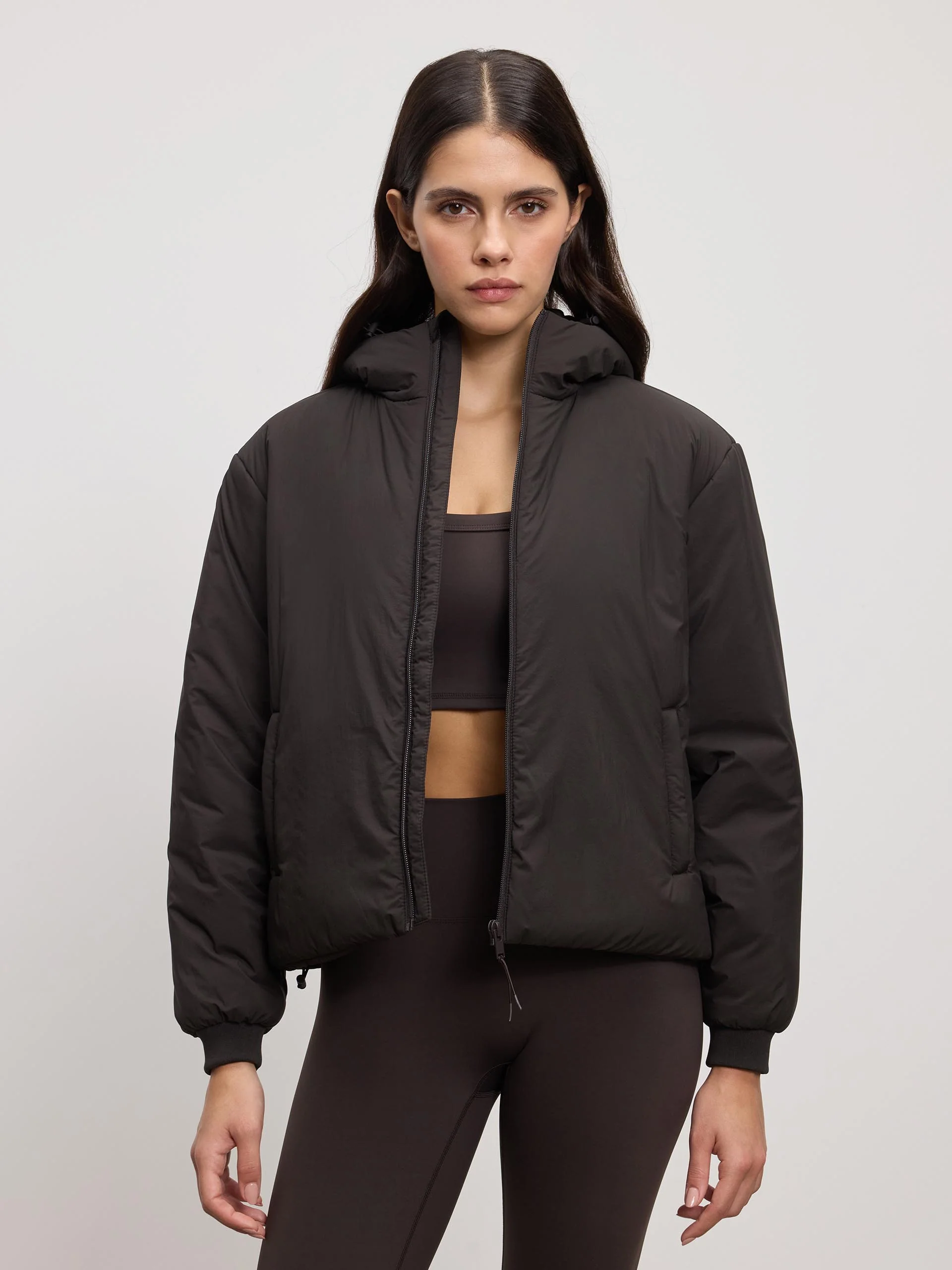 Womens Puffer Windbreaker in Brown - Image 6