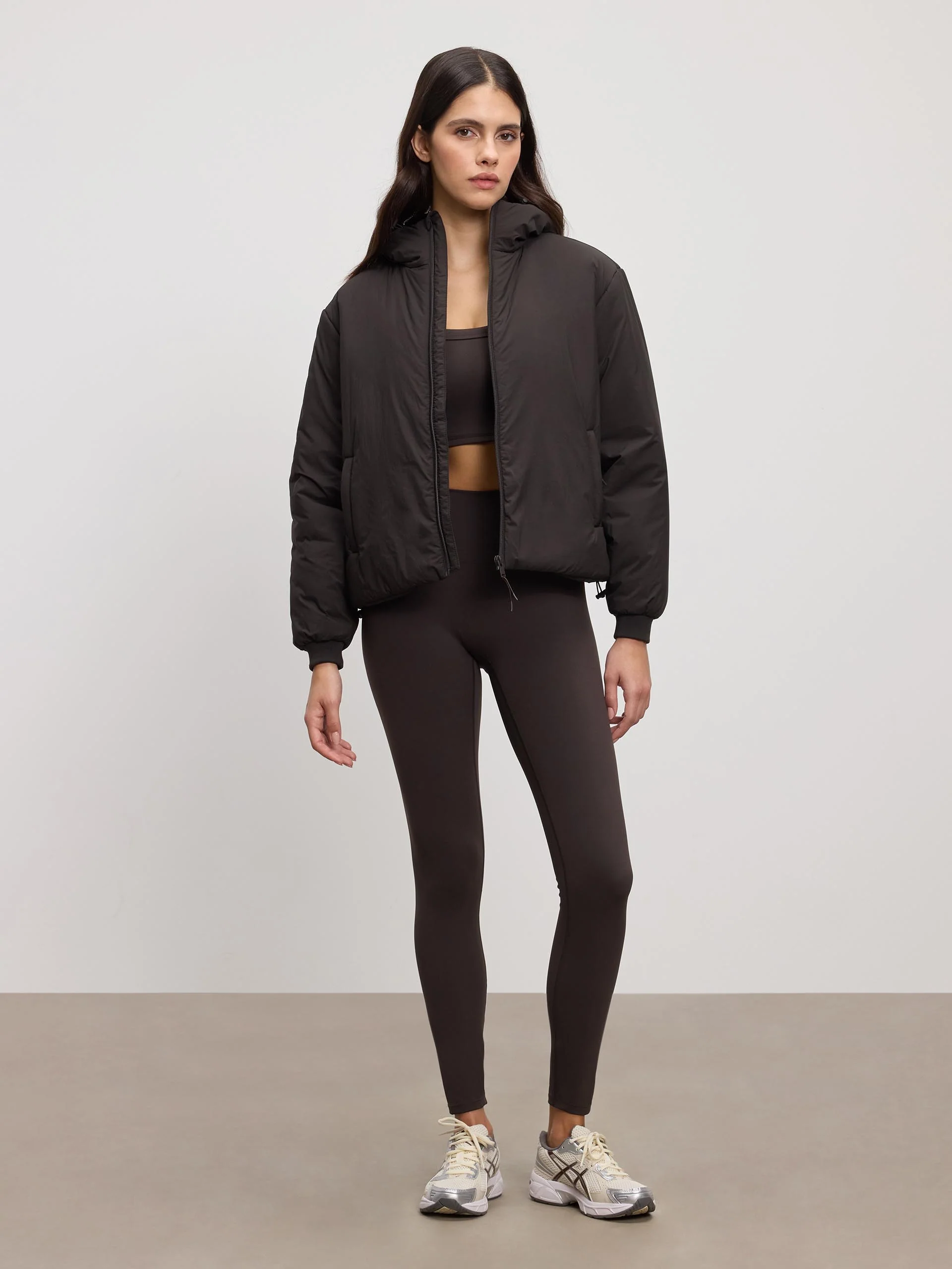 Womens Puffer Windbreaker in Brown - Image 7