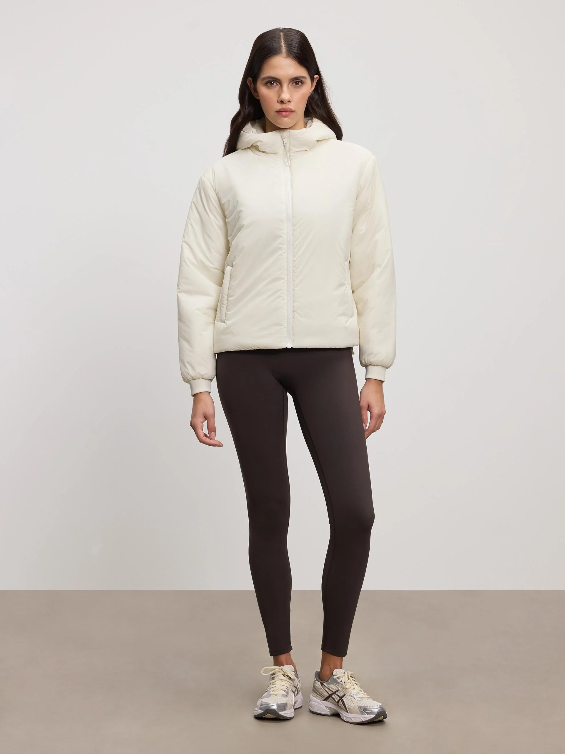 Womens Puffer Windbreaker in Ecru - Image 2