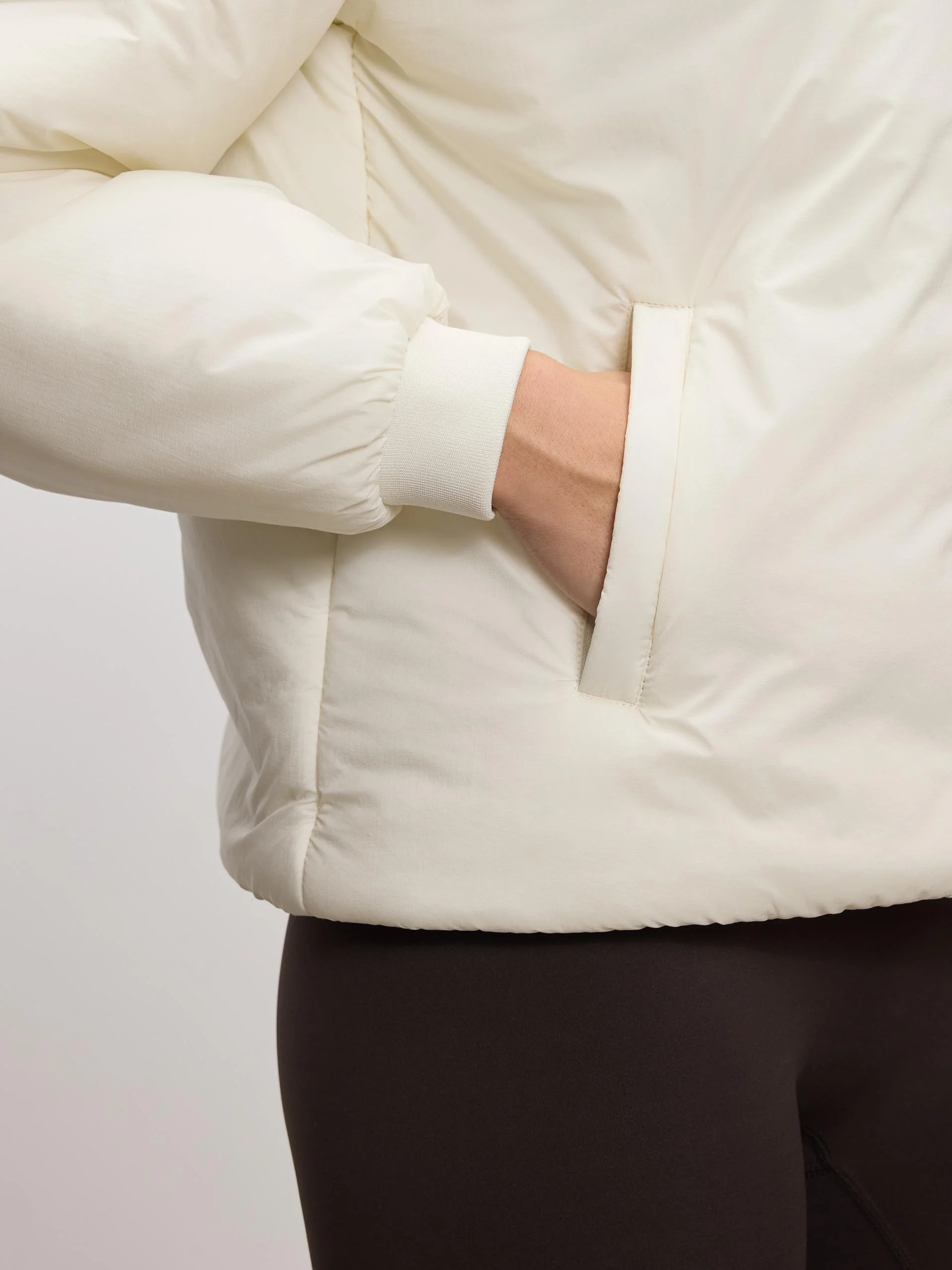Womens Puffer Windbreaker in Ecru - Image 3