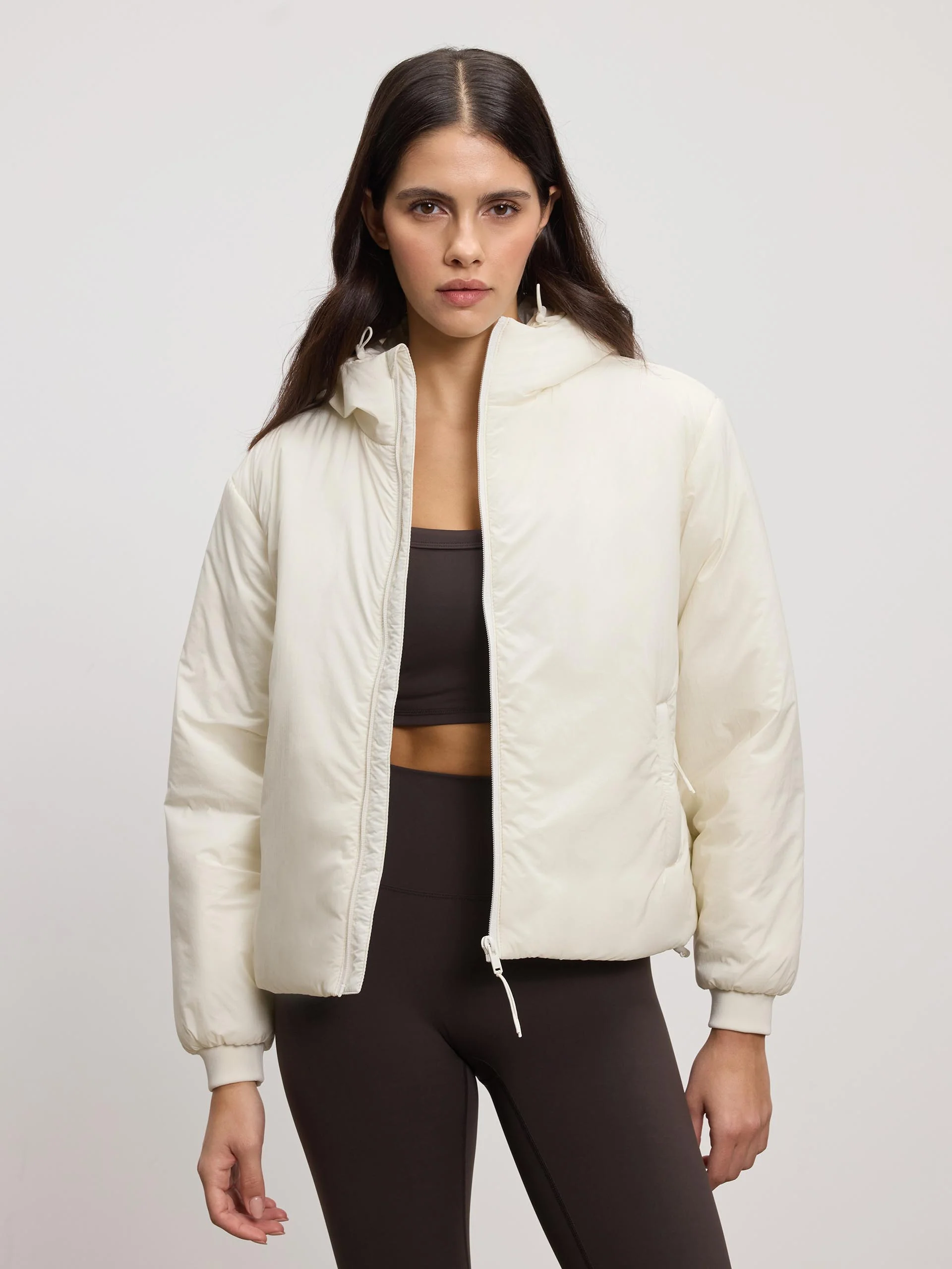 Womens Puffer Windbreaker in Ecru - Image 5