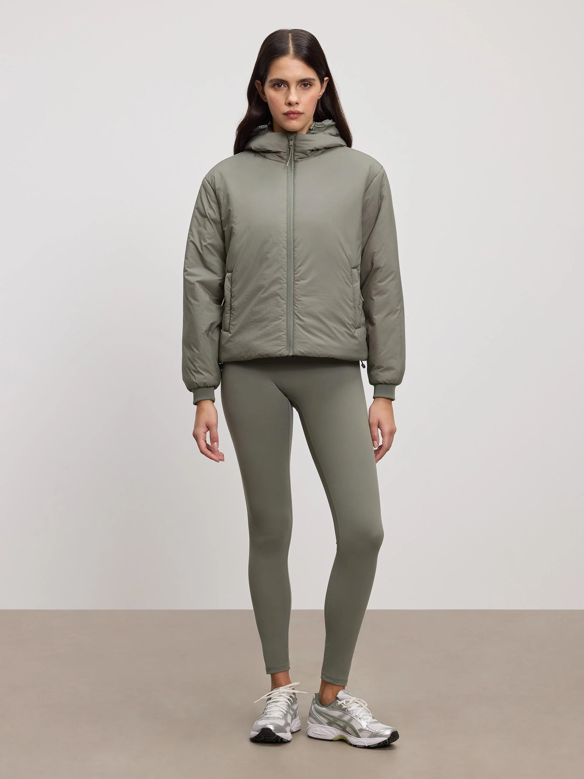 Womens Puffer Windbreaker in Sage - Image 2
