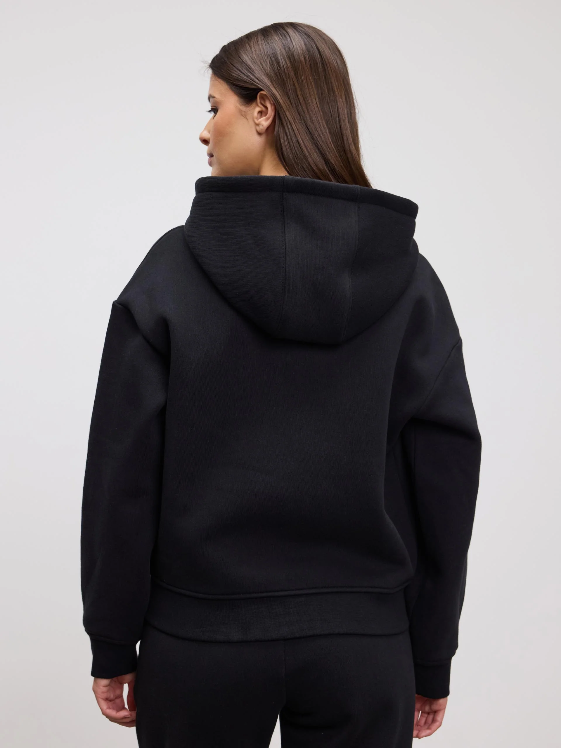 Womens Relaxed Zip Hoodie in Black - Image 4