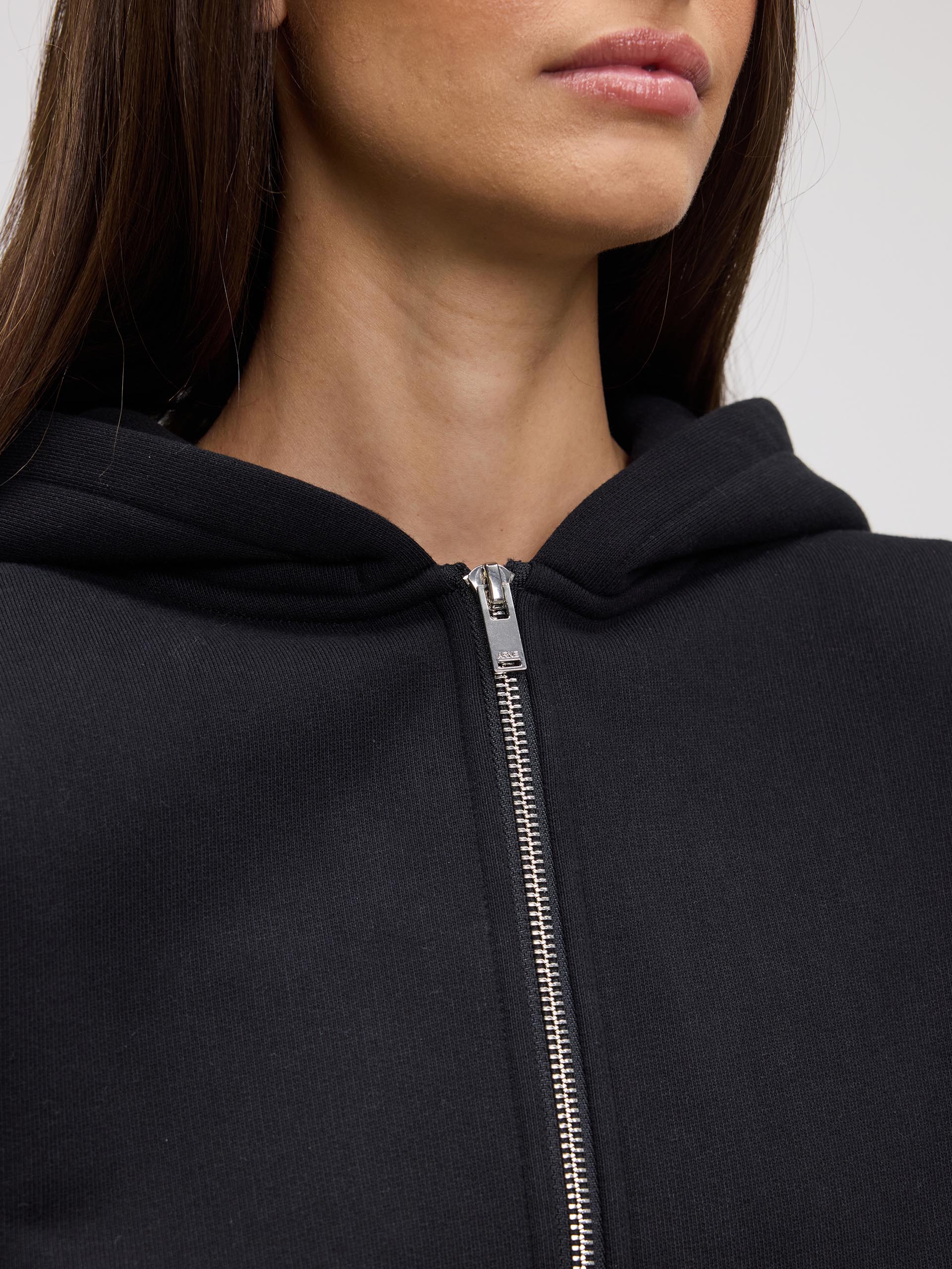 Womens Relaxed Zip Hoodie in Black - Image 5