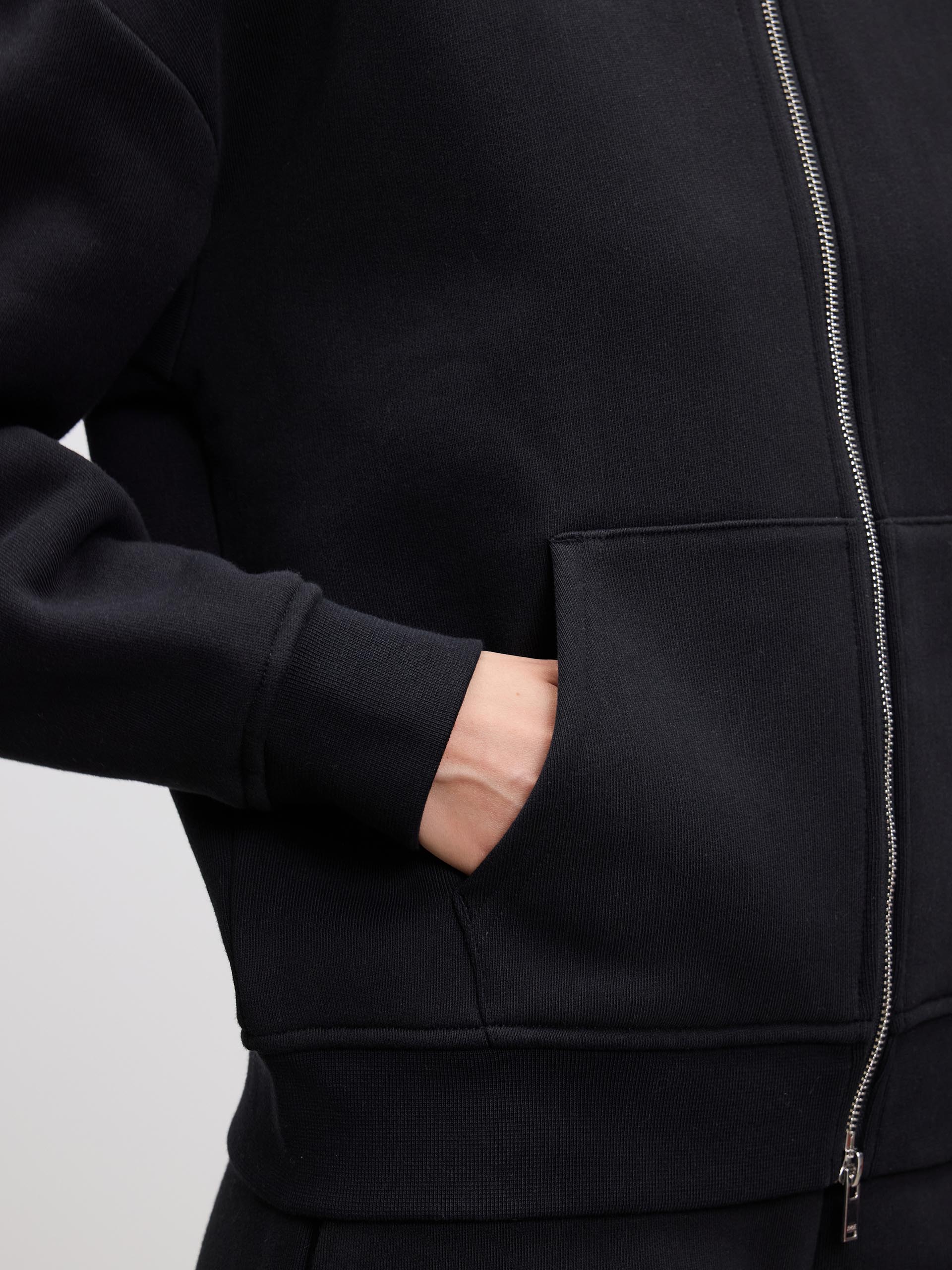 Womens Relaxed Zip Hoodie in Black - Image 6
