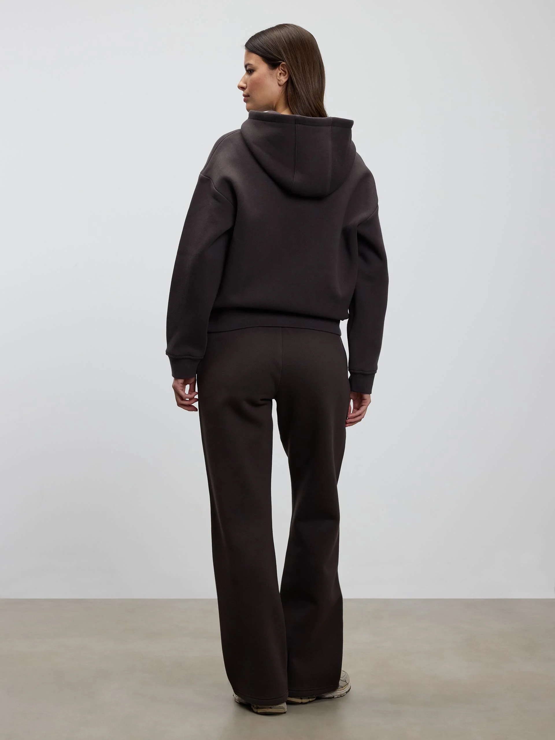 Womens Relaxed Zip Hoodie in Brown - Image 4