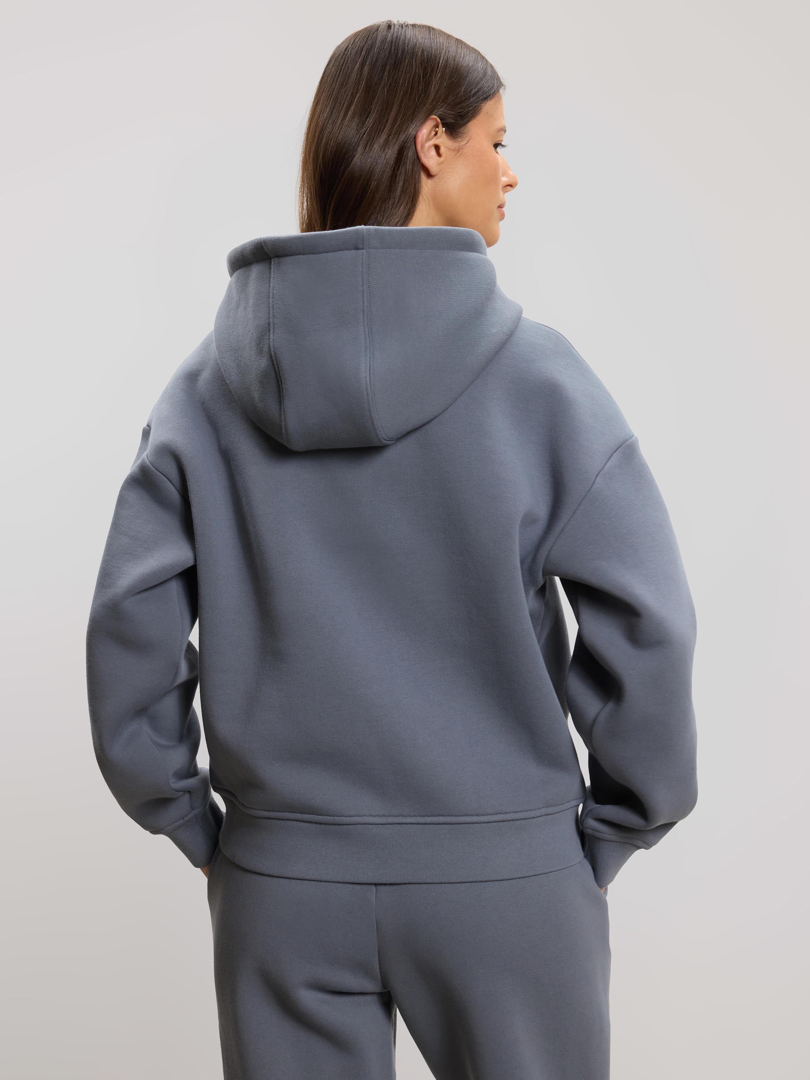 Womens Relaxed Zip Hoodie in Dove Blue - Image 3