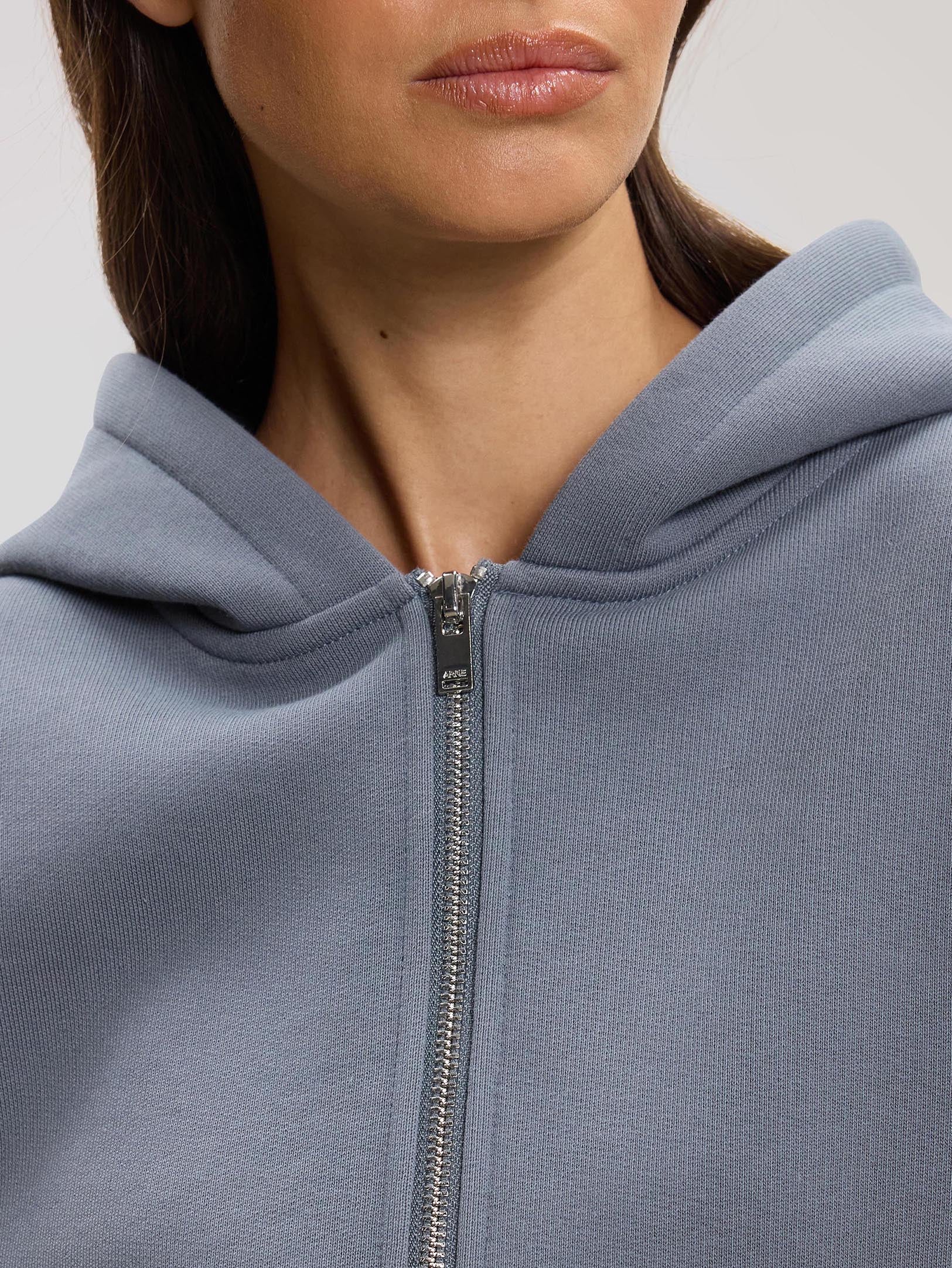 Womens Relaxed Zip Hoodie in Dove Blue - Image 4