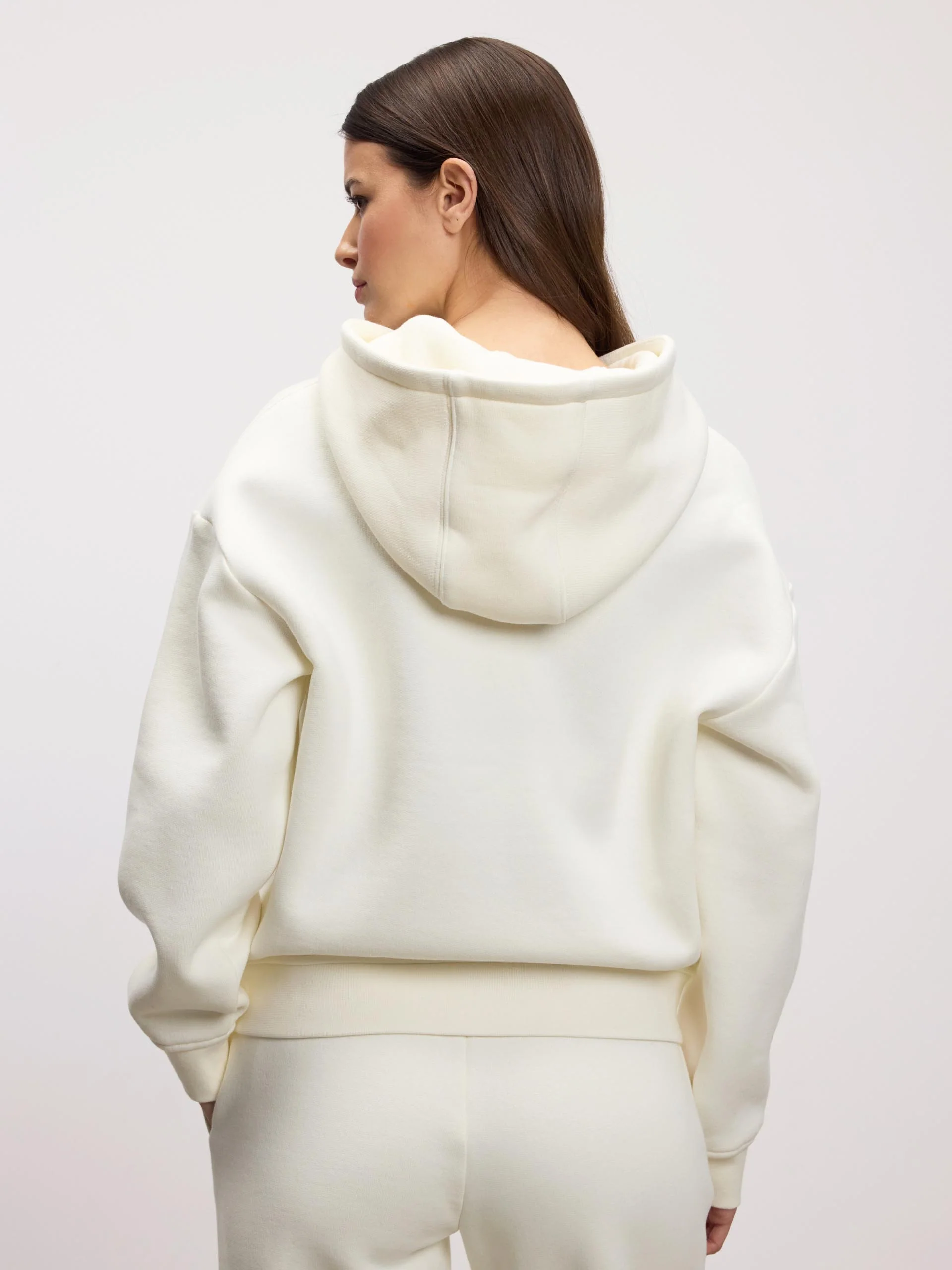 Womens Relaxed Zip Hoodie in Ecru - Image 5