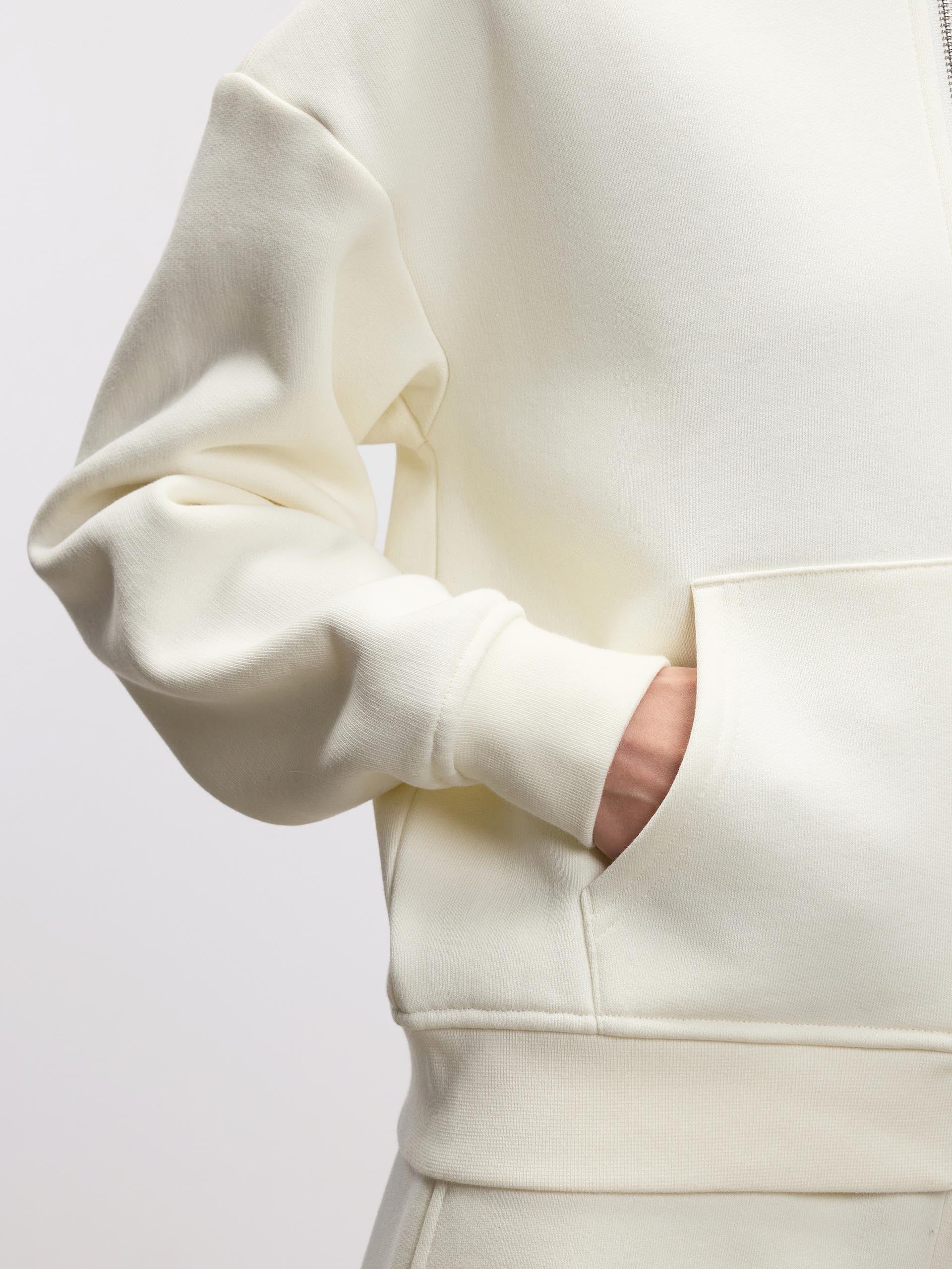 Womens Relaxed Zip Hoodie in Ecru - Image 7