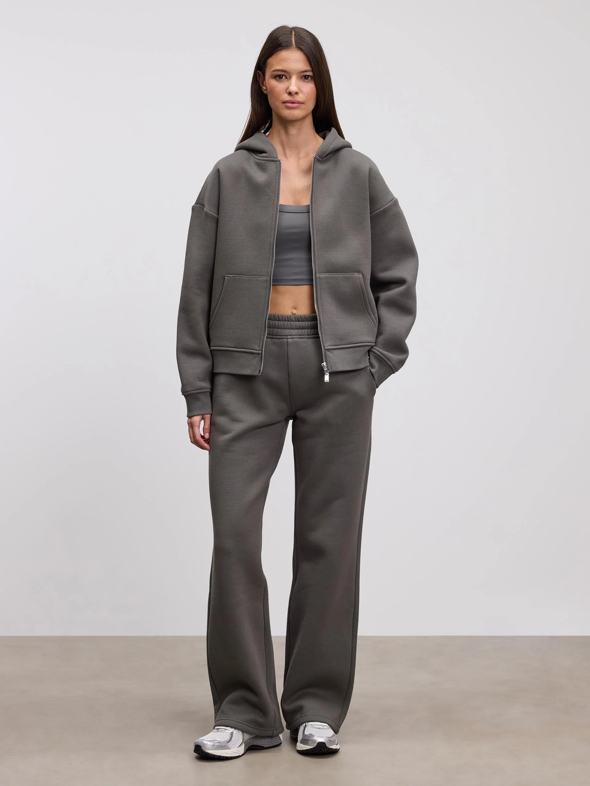 Womens Relaxed Zip Hoodie in Grey - Image 2