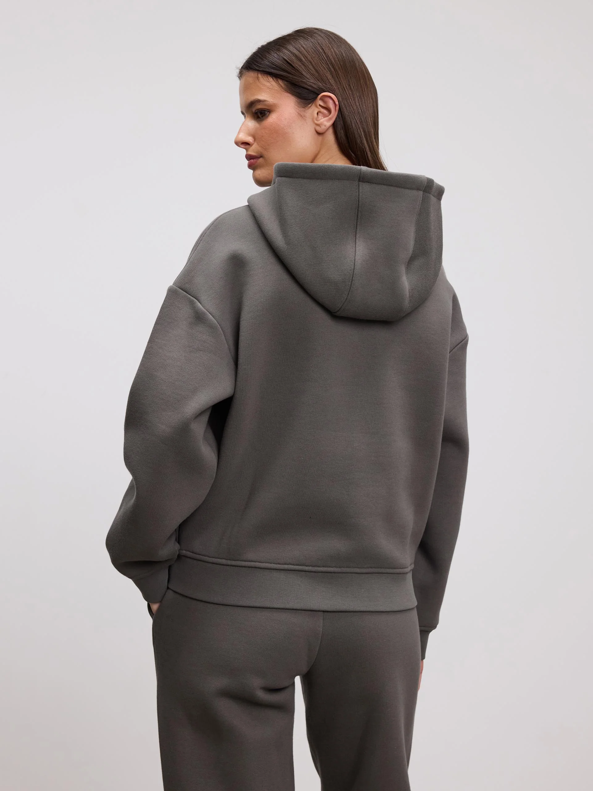 Womens Relaxed Zip Hoodie in Grey - Image 5