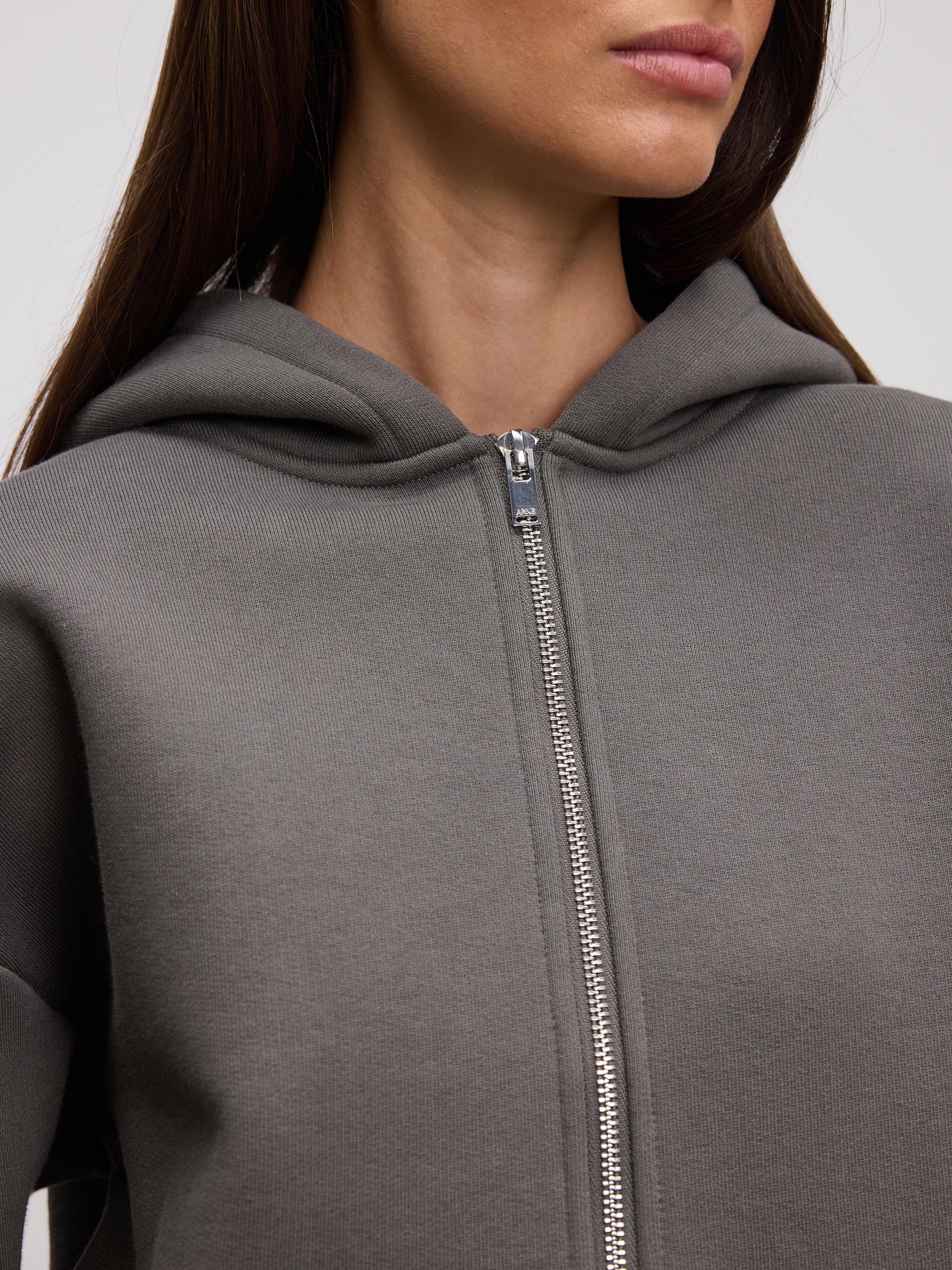 Womens Relaxed Zip Hoodie in Grey - Image 6