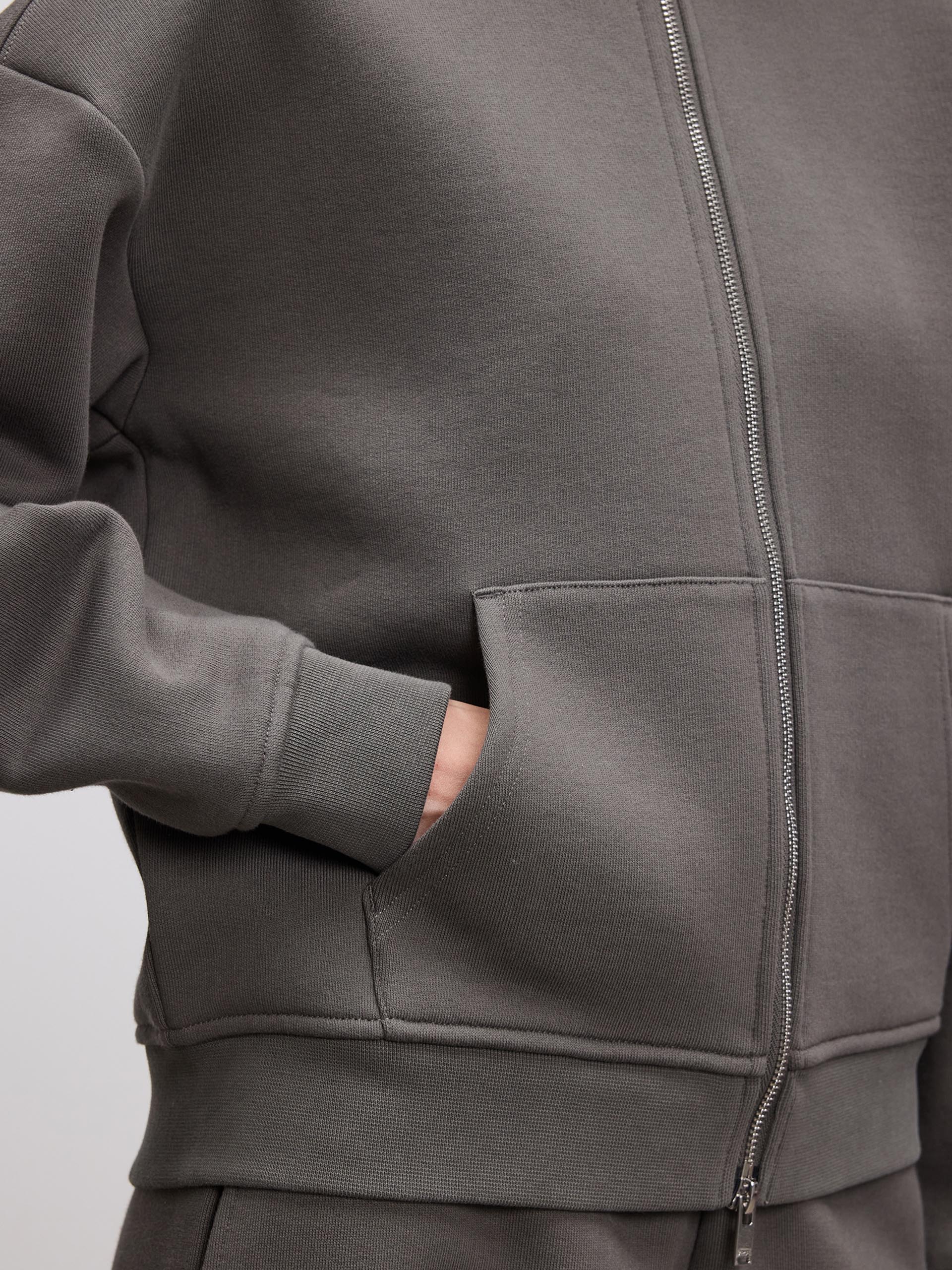Womens Relaxed Zip Hoodie in Grey - Image 7
