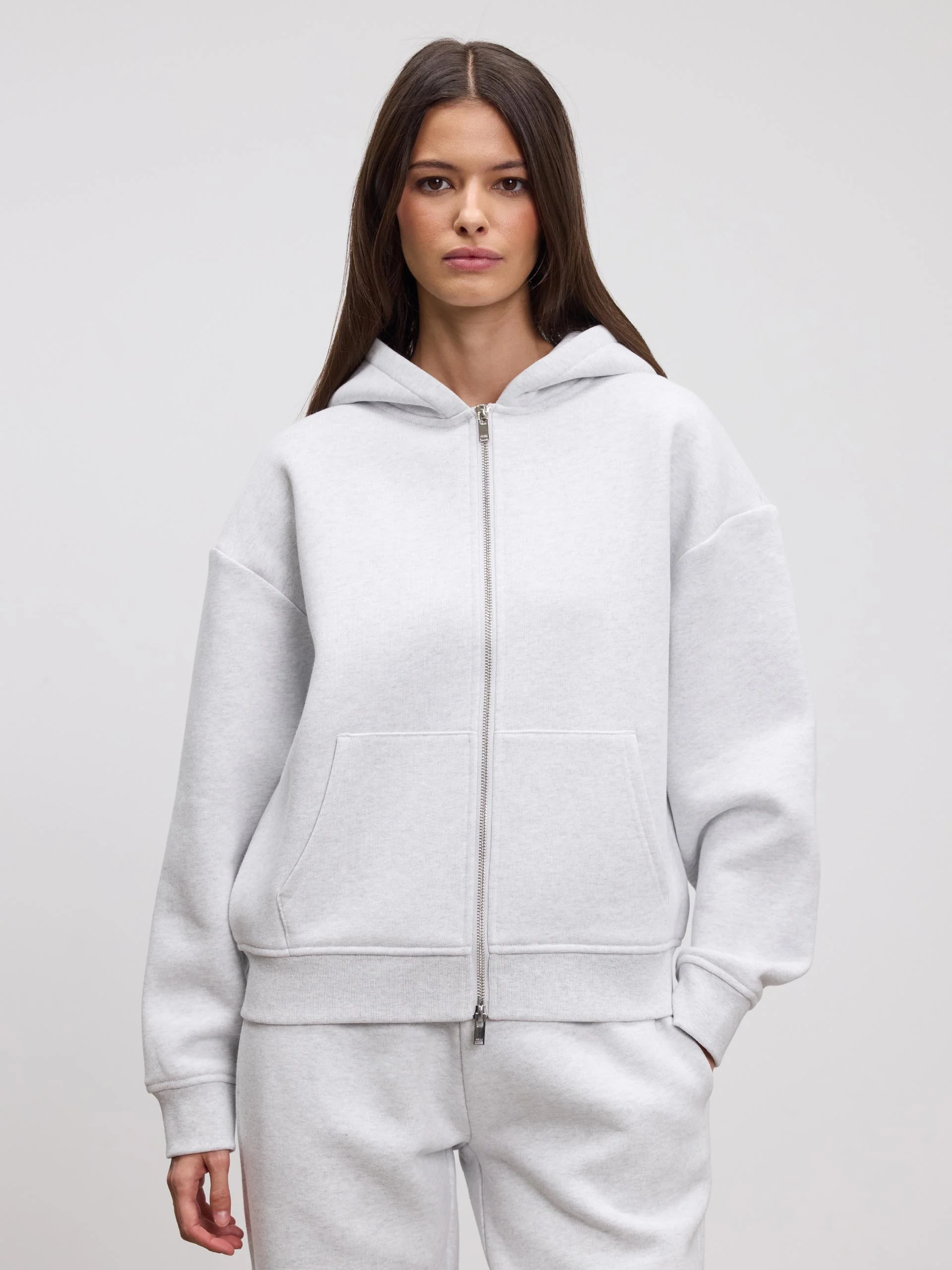 Womens Relaxed Zip Hoodie in Marl Grey - Image 5