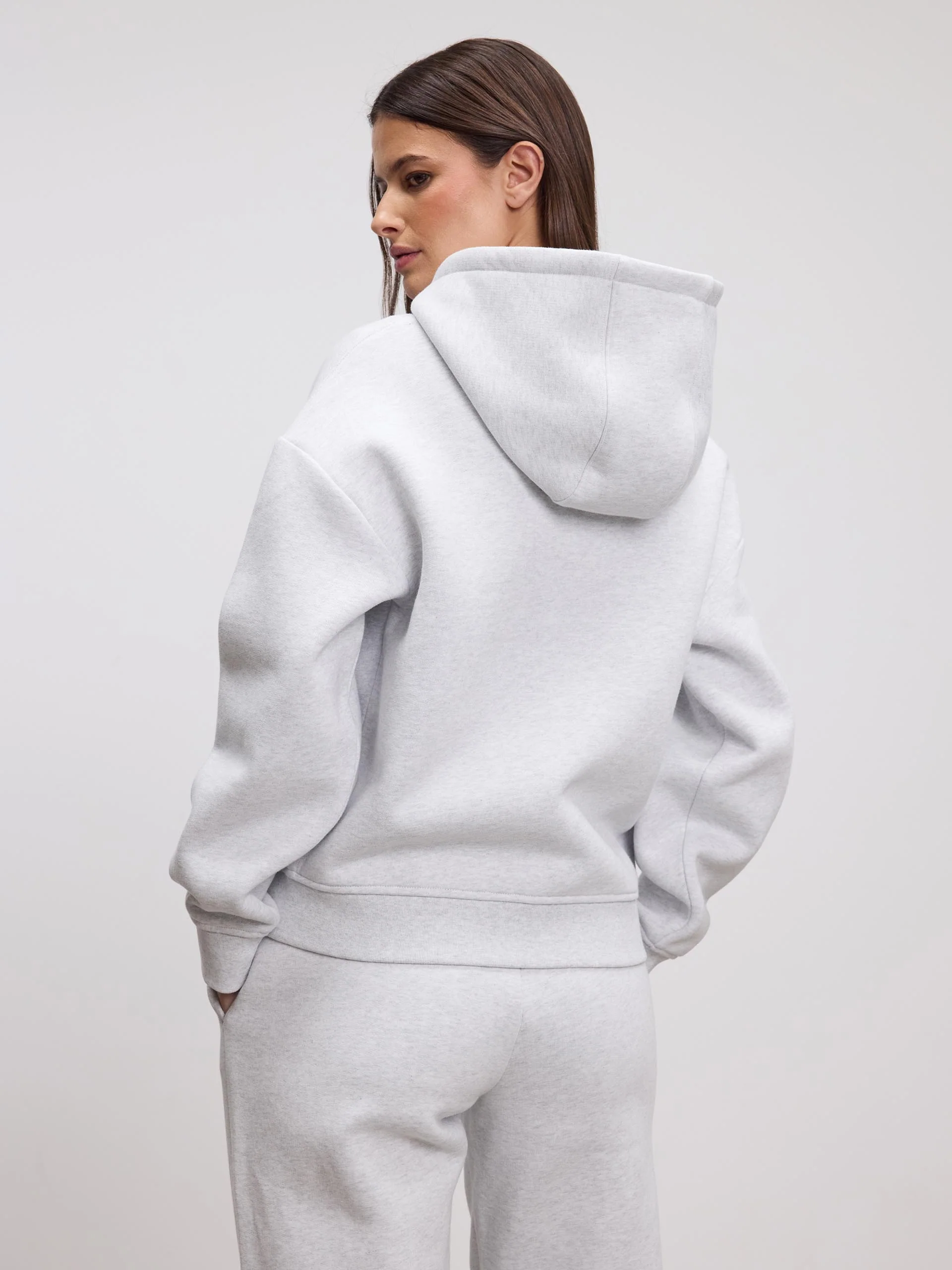Womens Relaxed Zip Hoodie in Marl Grey - Image 6