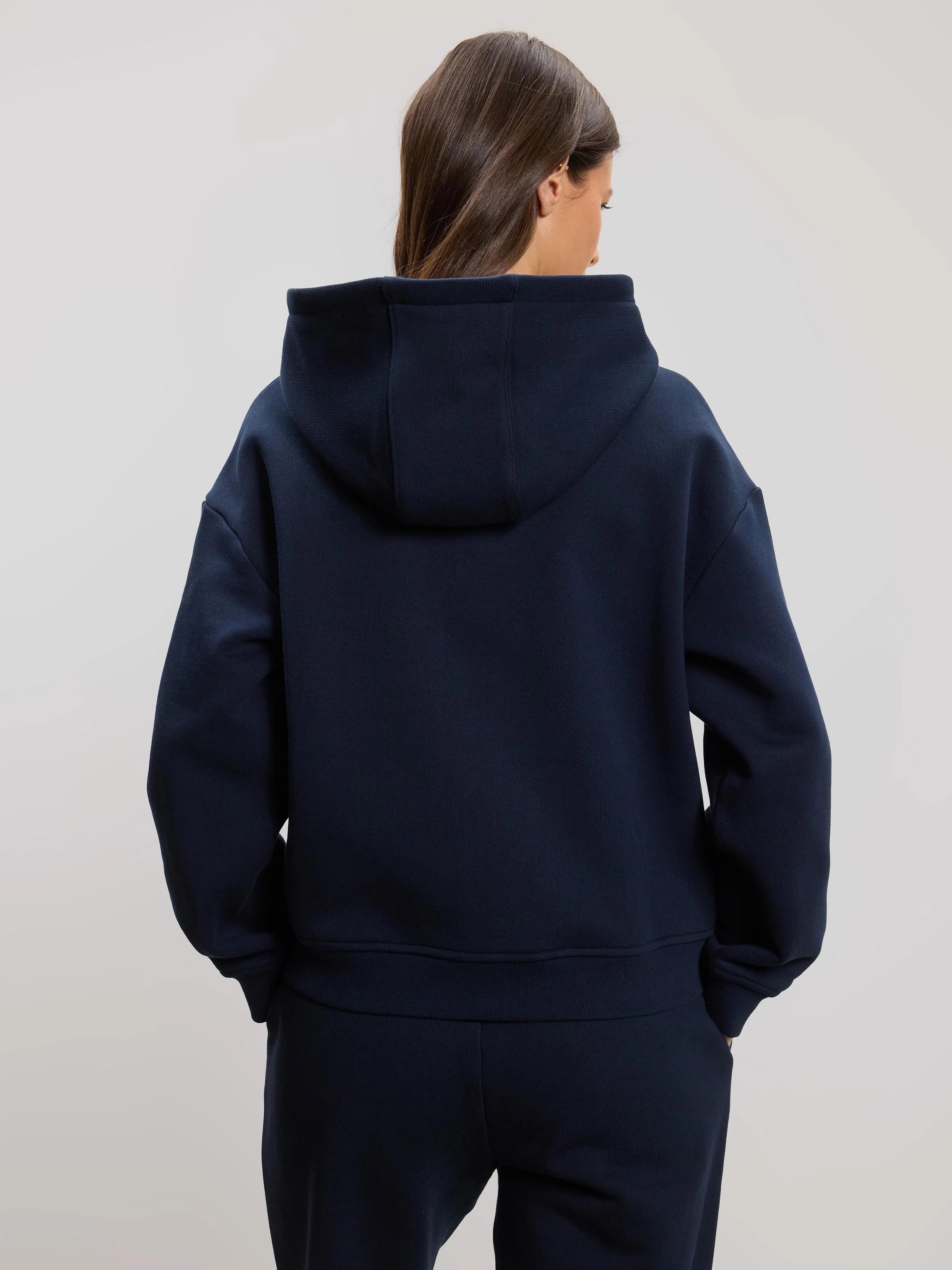 Womens Relaxed Zip Hoodie in Navy - Image 3