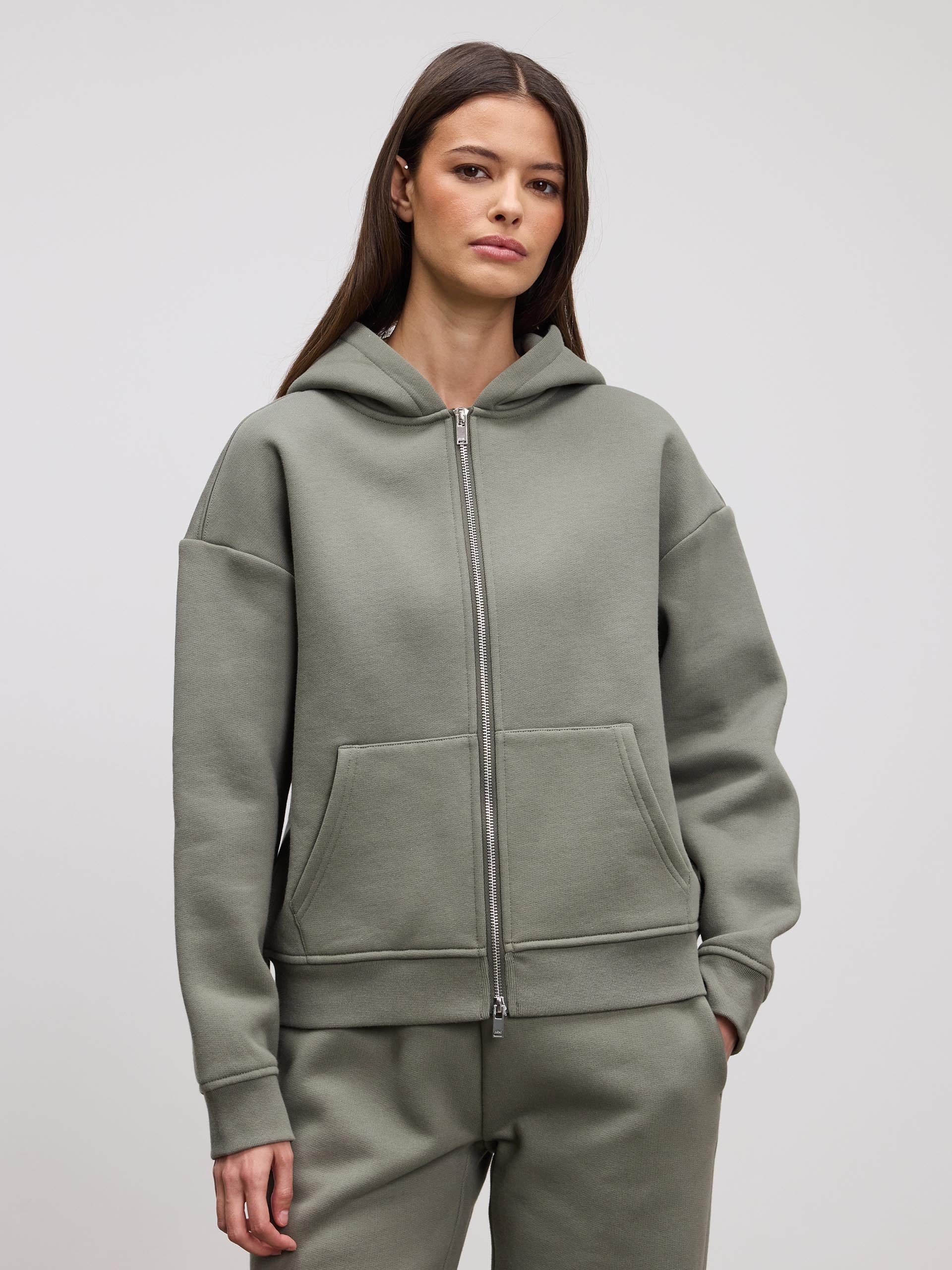 Womens Relaxed Zip Hoodie in Sage - Image 4
