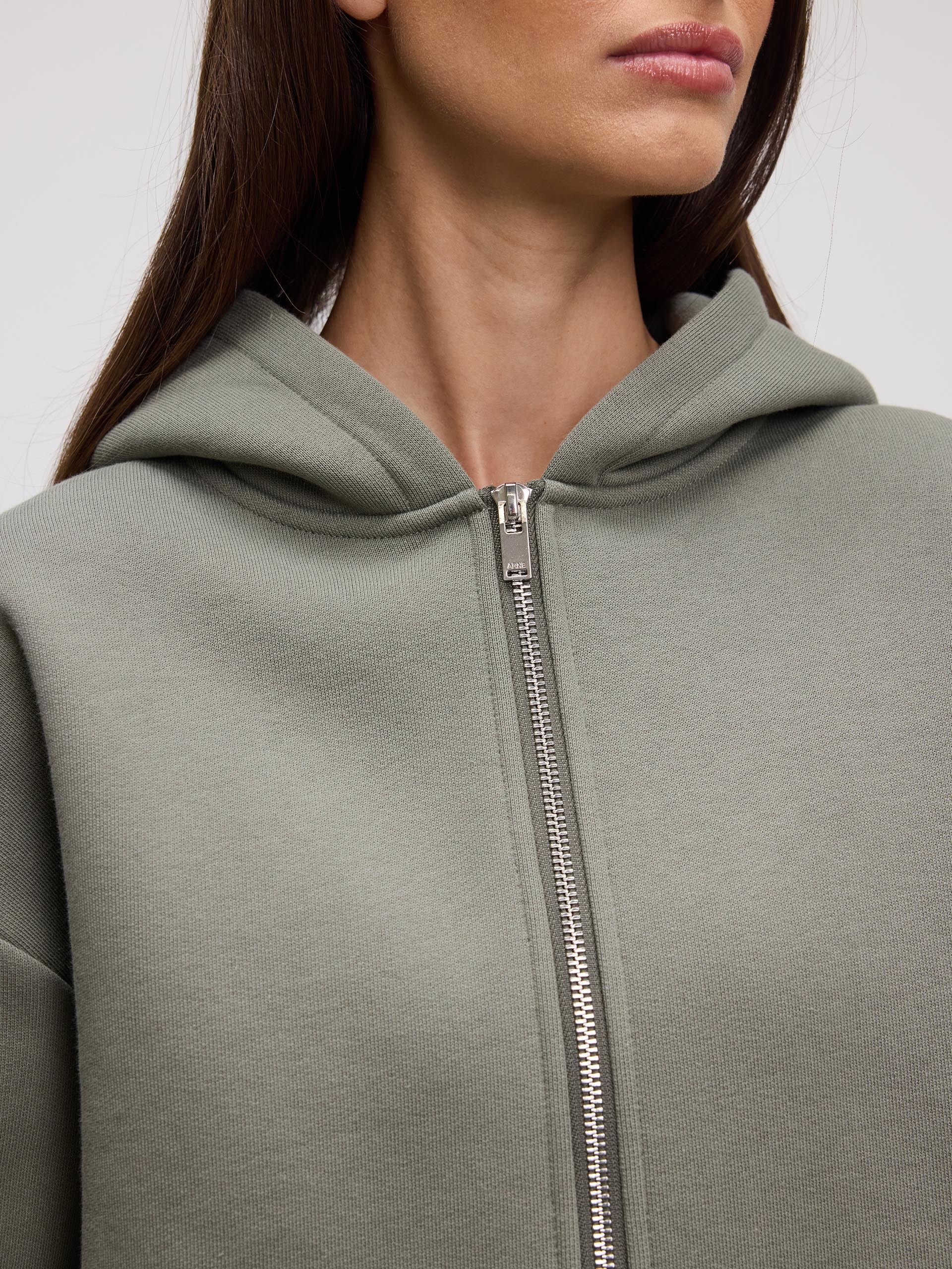 Womens Relaxed Zip Hoodie in Sage - Image 6