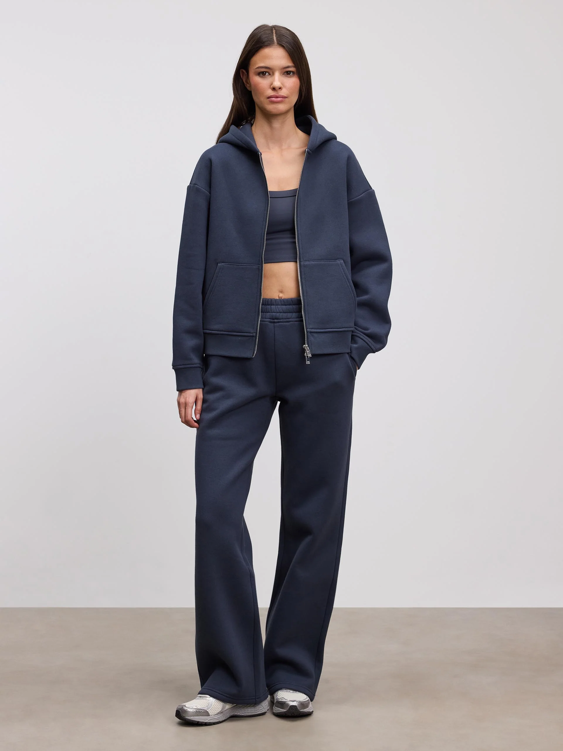 Womens Relaxed Zip Hoodie in Slate Blue - Image 3