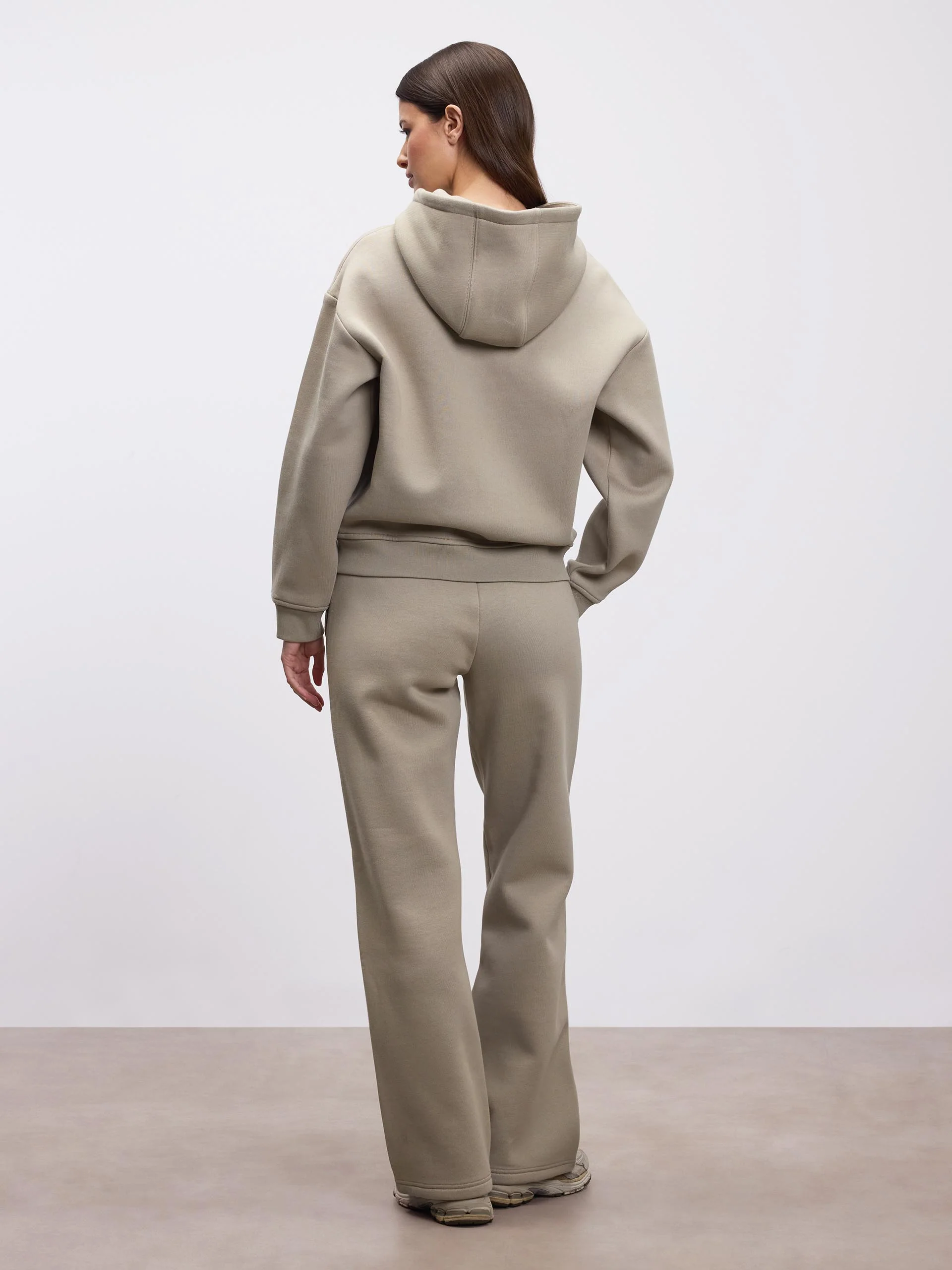 Womens Relaxed Zip Hoodie in Stone - Image 3