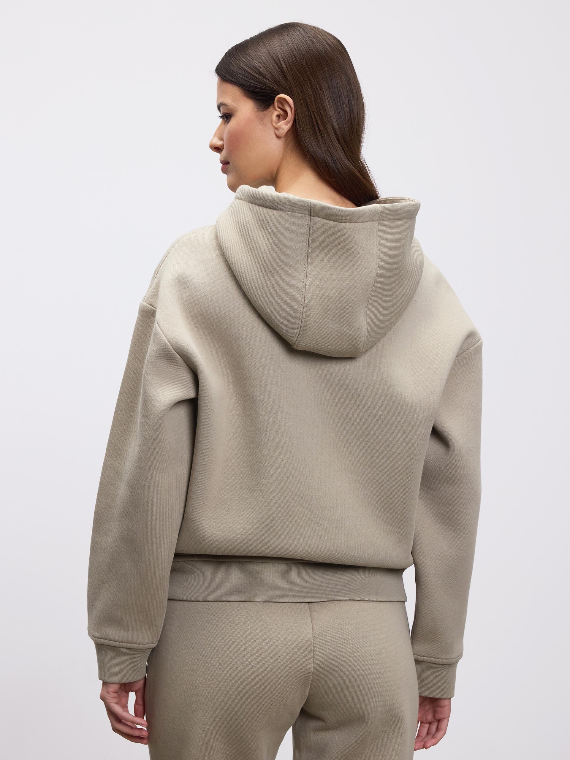 Womens Relaxed Zip Hoodie in Stone - Image 5