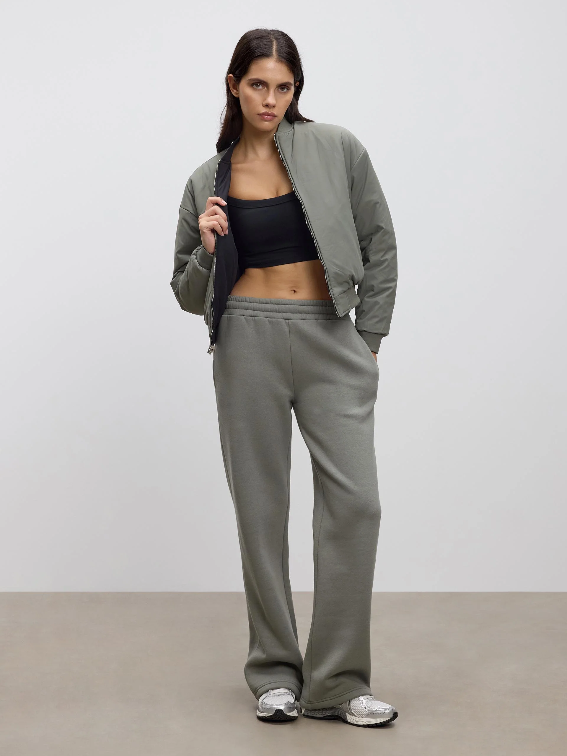 Womens Reversible Bomber Jacket in Black Sage - Image 4