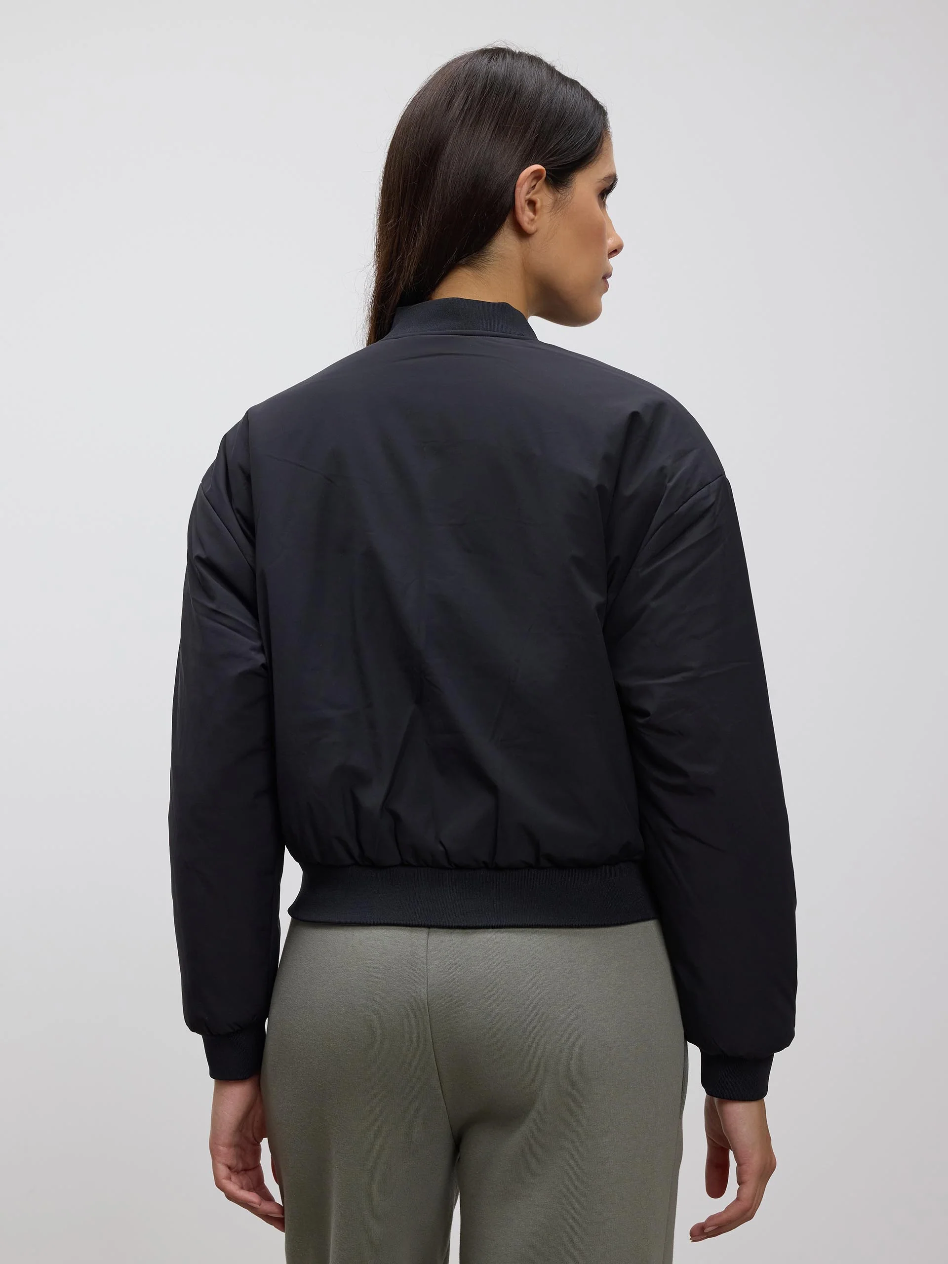 Womens Reversible Bomber Jacket in Black Sage - Image 5