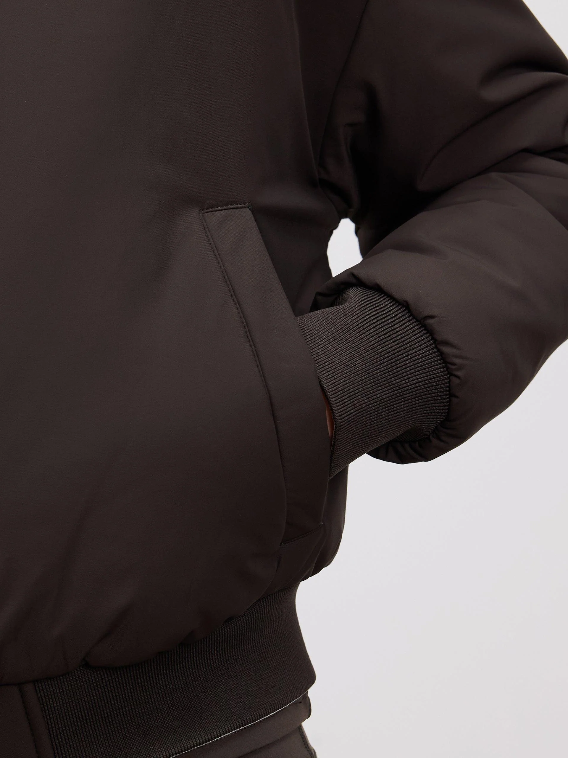 Womens Reversible Bomber Jacket in Brown Ecru - Image 5