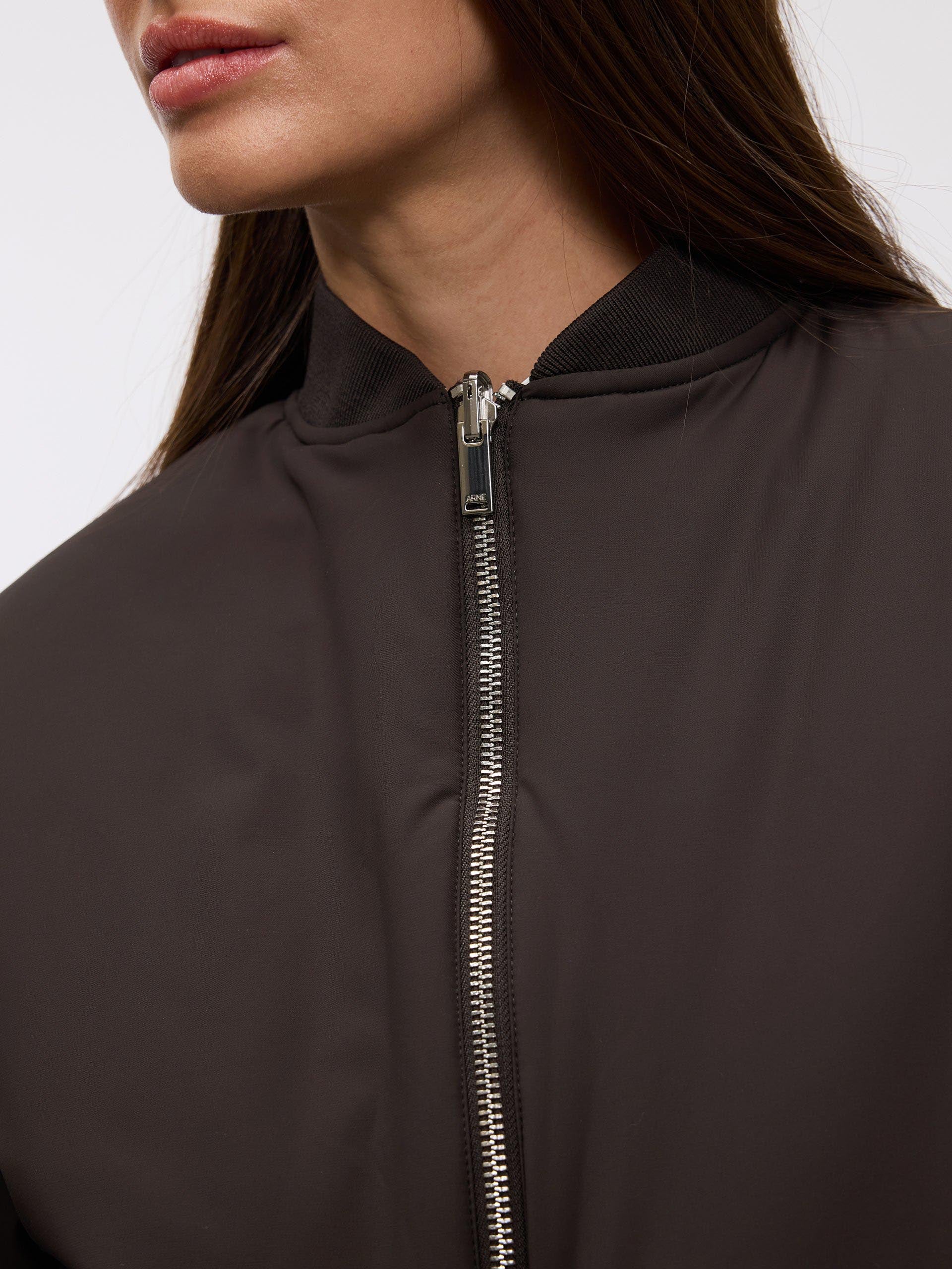 Womens Reversible Bomber Jacket in Brown Ecru - Image 6